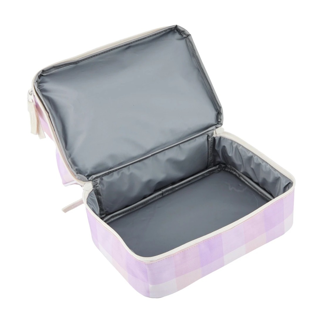 2 Lilac Check Insulated Twin Deck Lunch Bag, 2 of 4