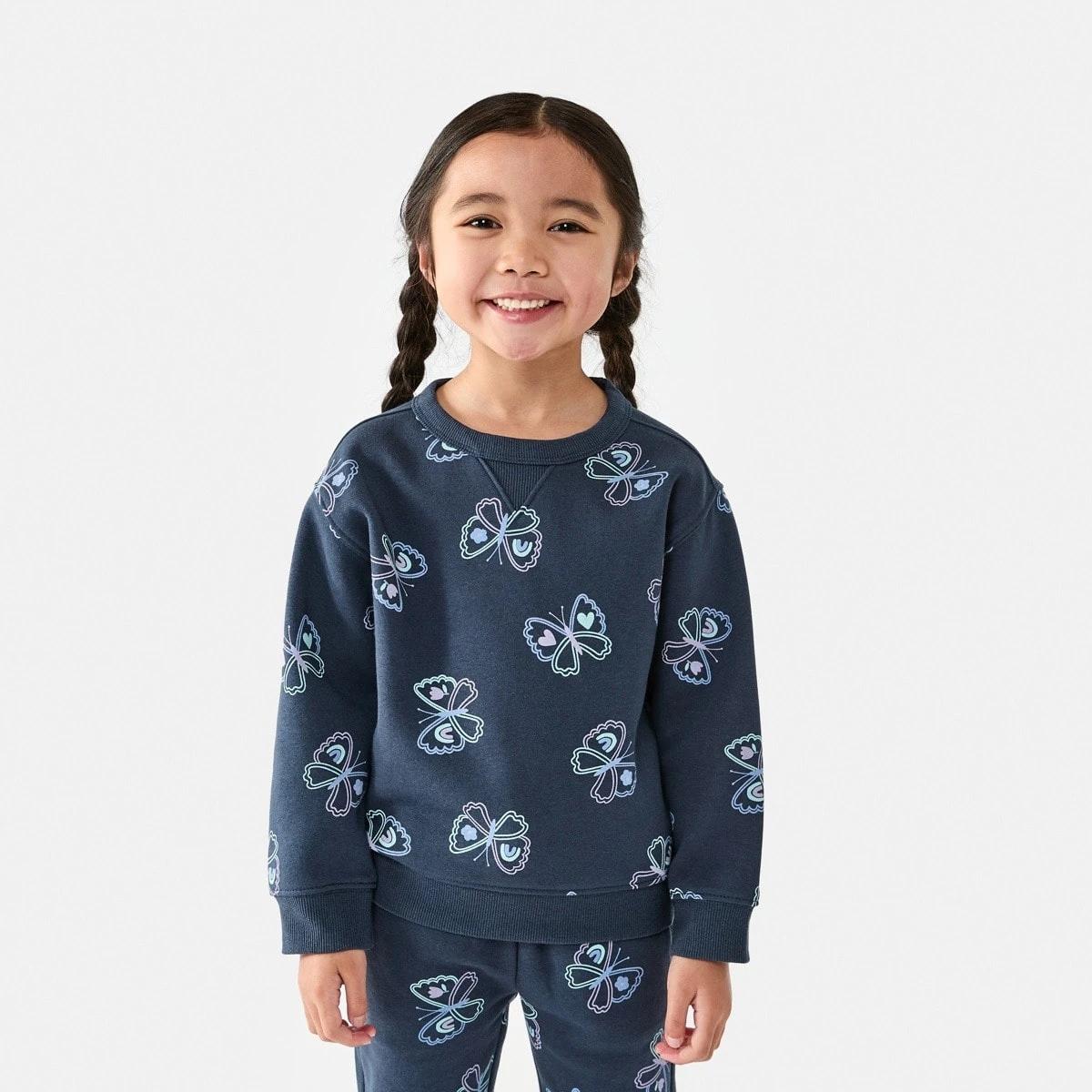 1 All Over Print Crew Neck Sweatshirt Butterfly, 1 of 8