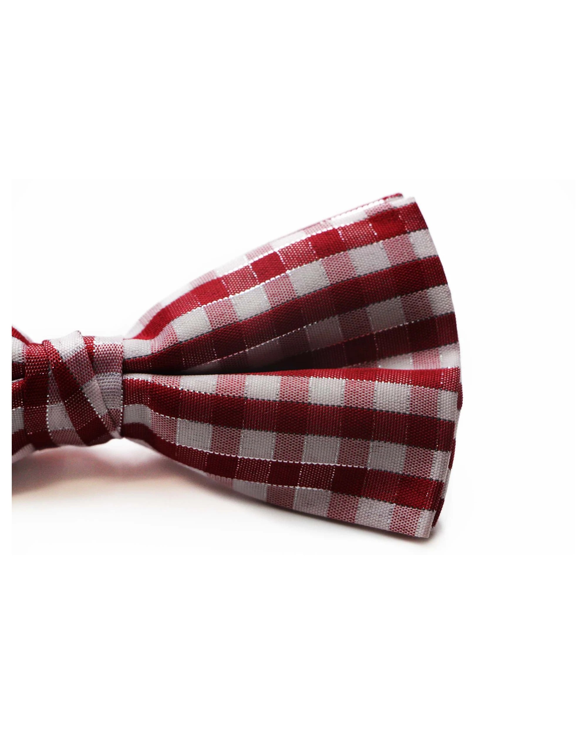 2 Zasel Mens Red, White & Pink Plaid Patterned Tinsel Bow Tie - Multi, 2 of 5