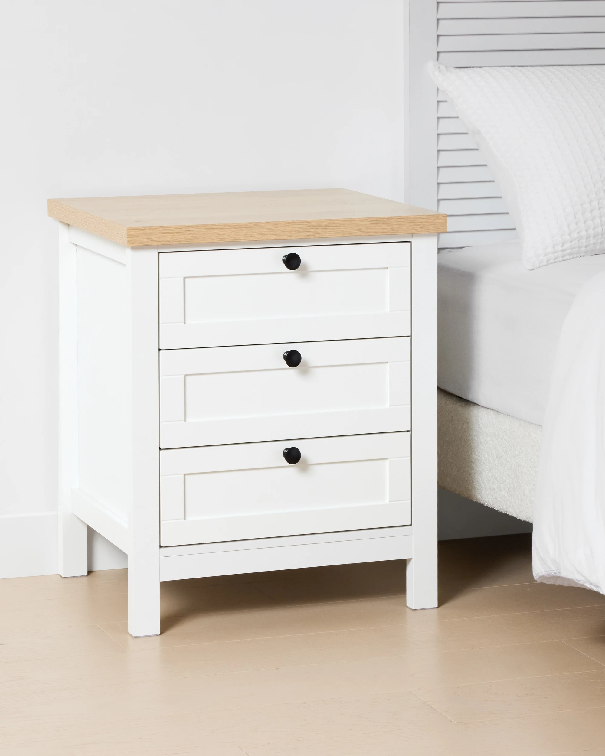 2 Camille 3 Drawer Bedside Table - White, 2 of 9