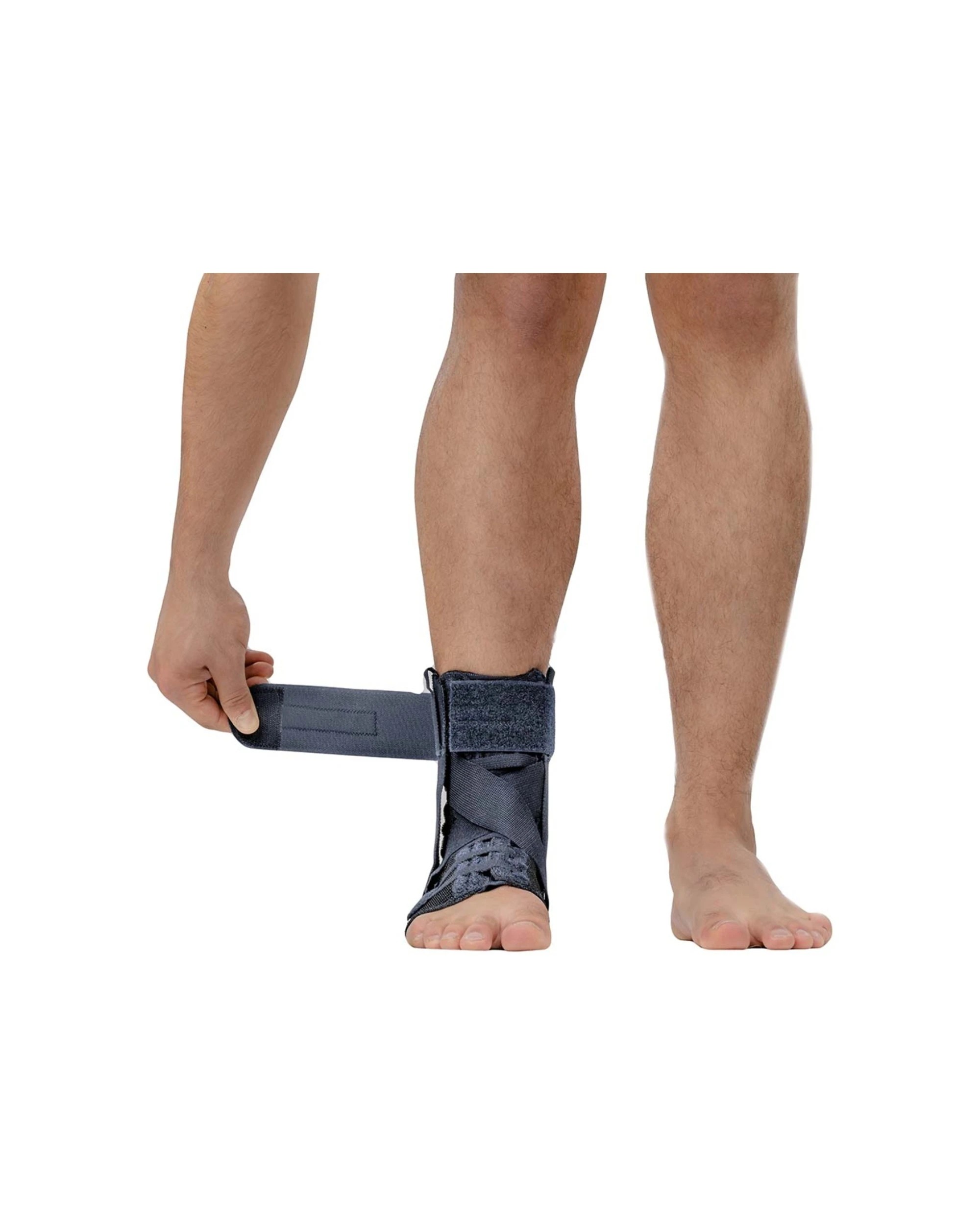 4 M-Brace Laced Ankle Stabilizer Figure 8 Strap Cotton Lining Support Large - Blue, 4 of 7