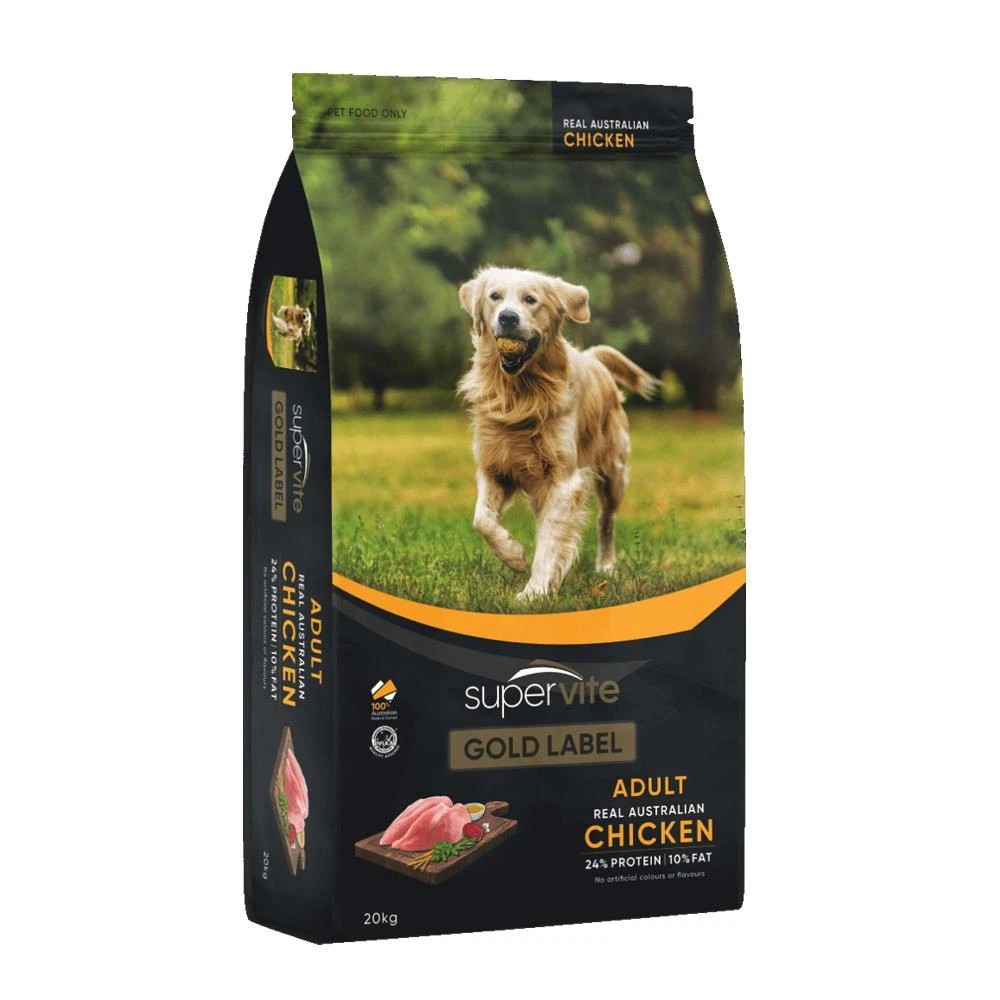 1 Super Vite Gold Label With Real Australian Chicken Dry Dog Food 20kg, 1 of 1