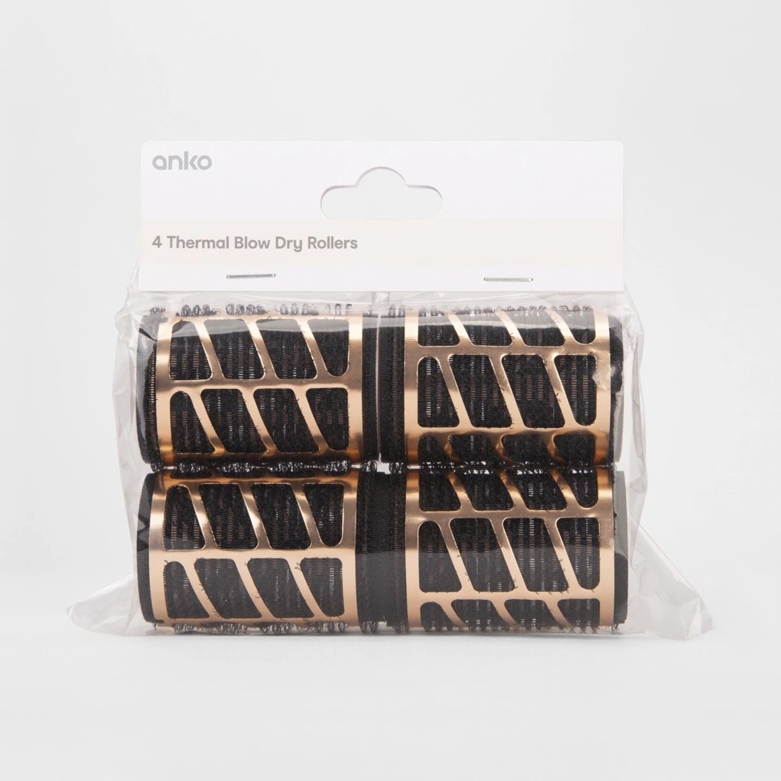 1 4 Pack Thermal Blow Dry Rollers - Medium, Black and Gold Look, 1 of 5