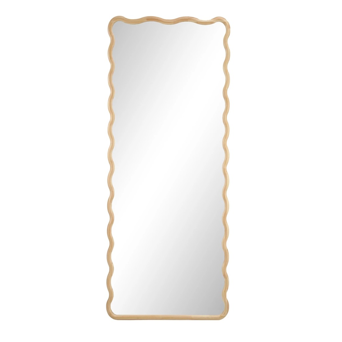7 Oikiture Wooden Full Length Mirror 165x60cm Wavy Dressing Floor Mirrors
 - Natural, 7 of 9