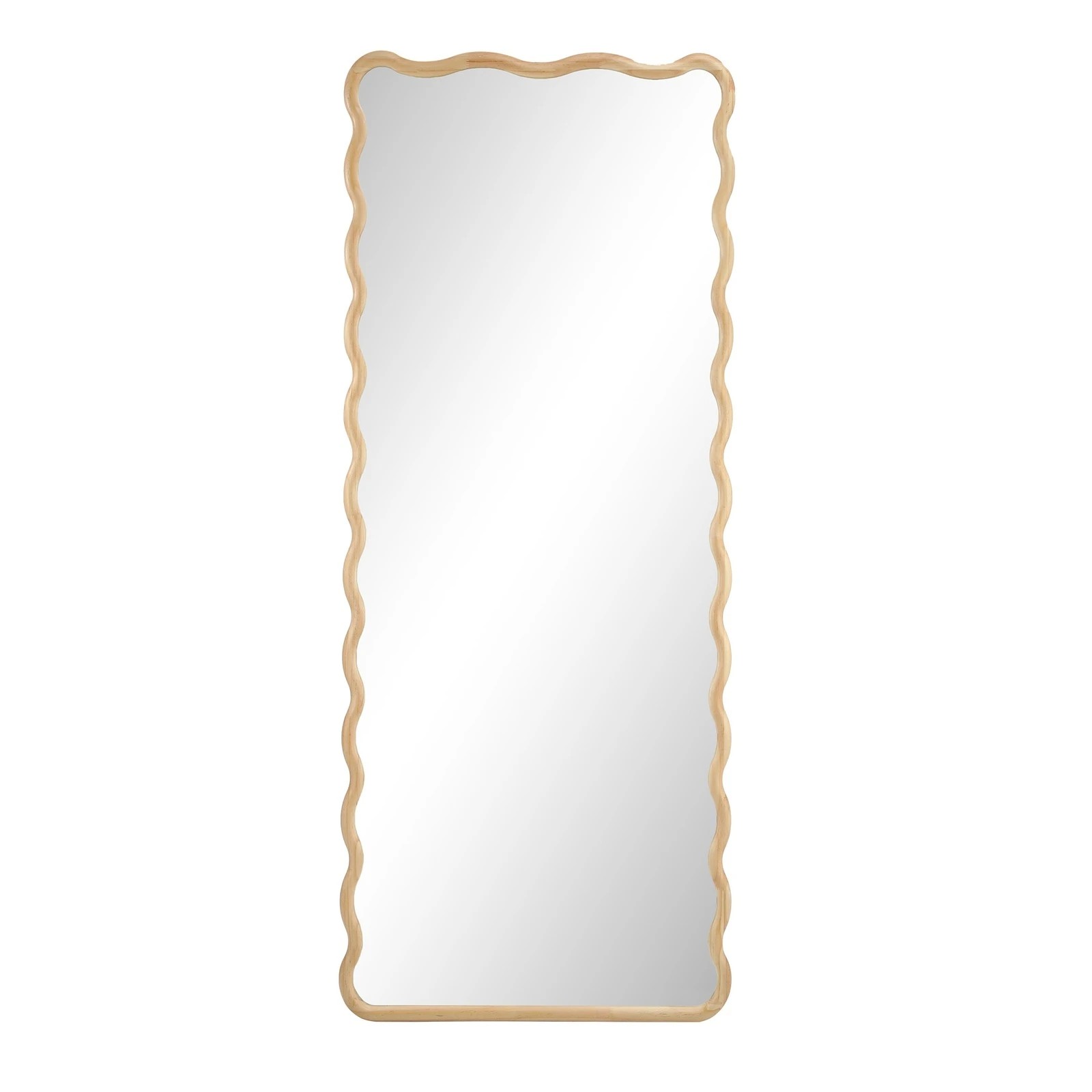 7 Oikiture Wooden Full Length Mirror 165x60cm Wavy Dressing Floor Mirrors
 - Natural, 7 of 9