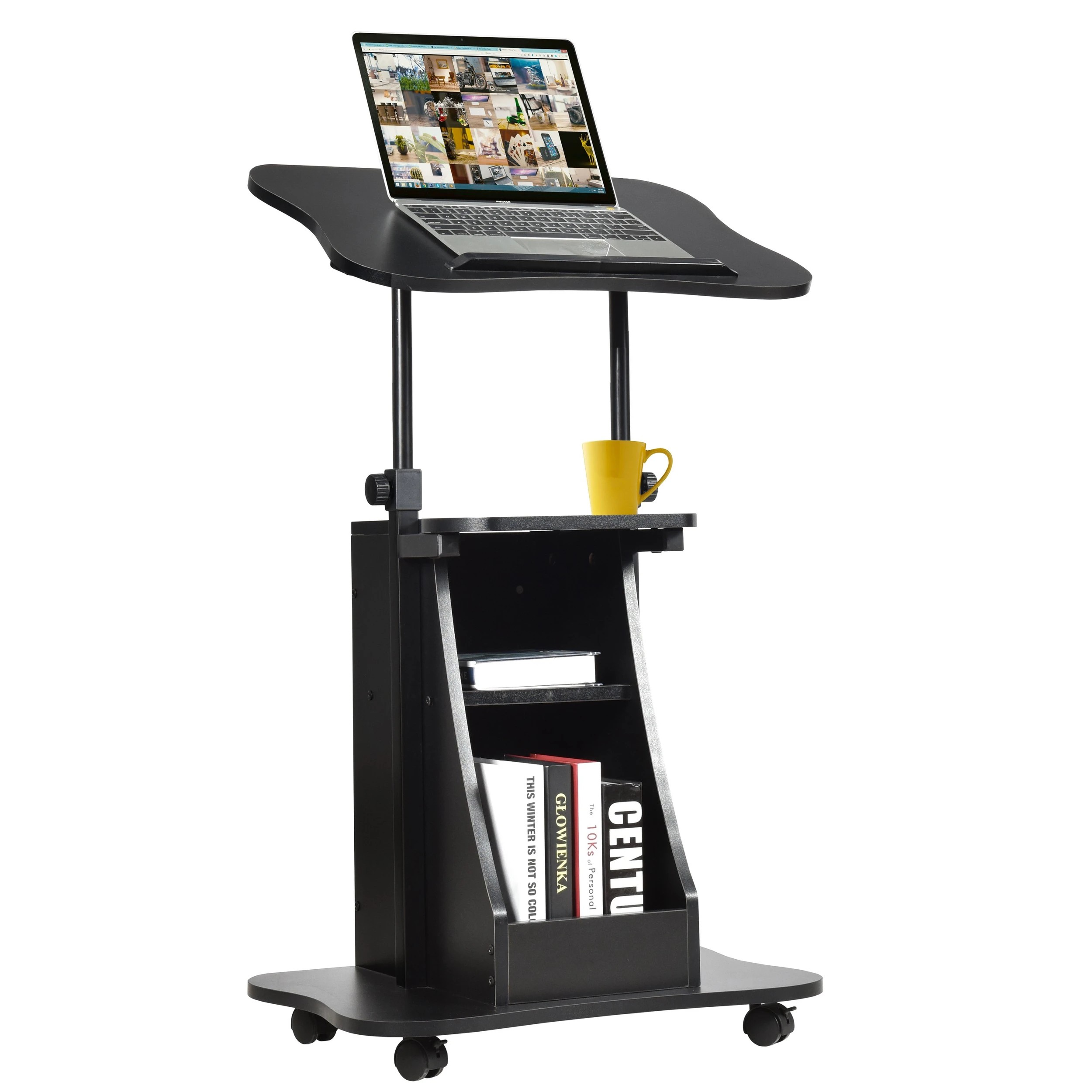 3 Costway Sit-to-Stand Laptop Desk Mobile Writing Table - Black, 3 of 3