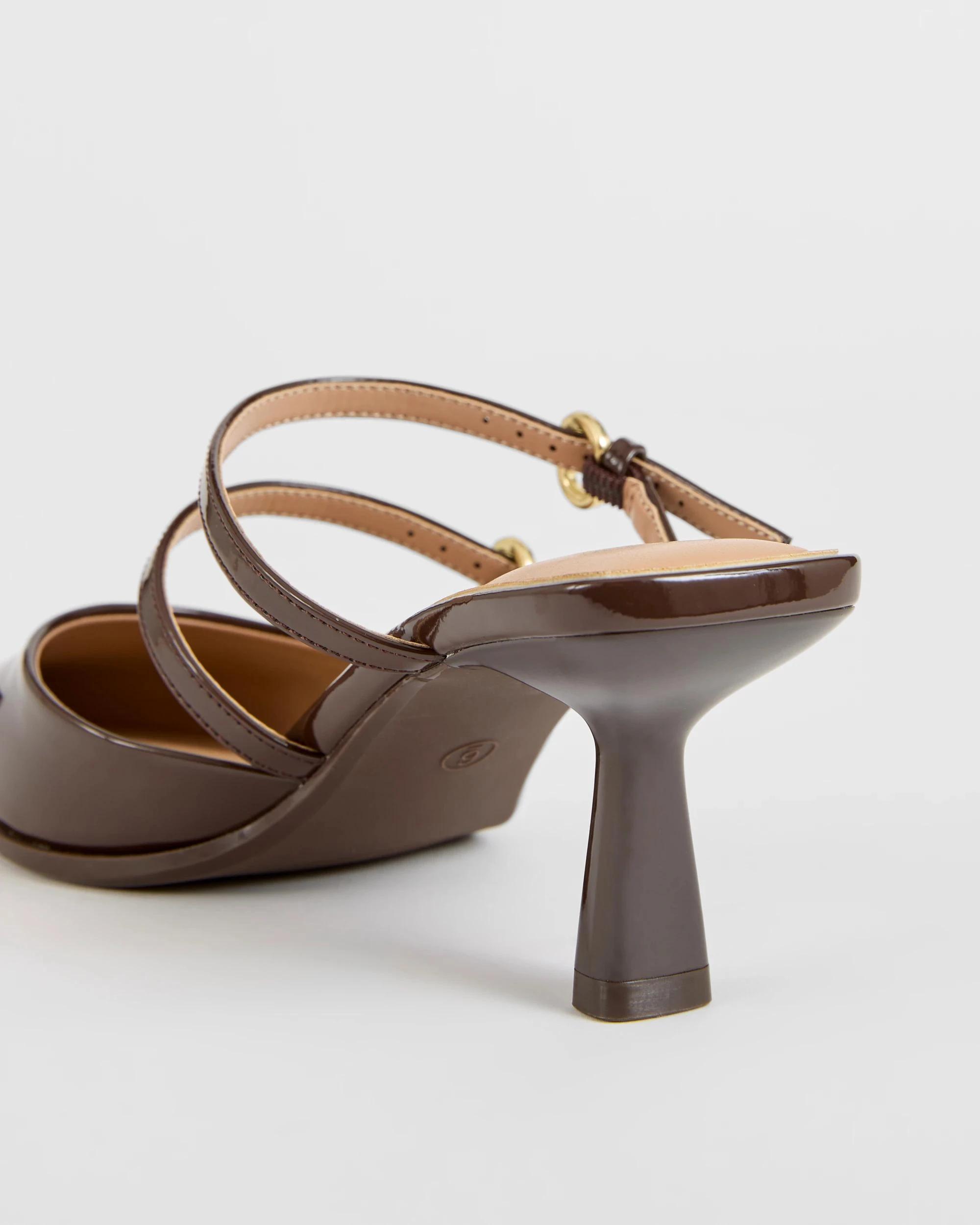 3 Target Woman Double Strap High Heel - Nora CHOCOLATE PATENT, 3 of 3