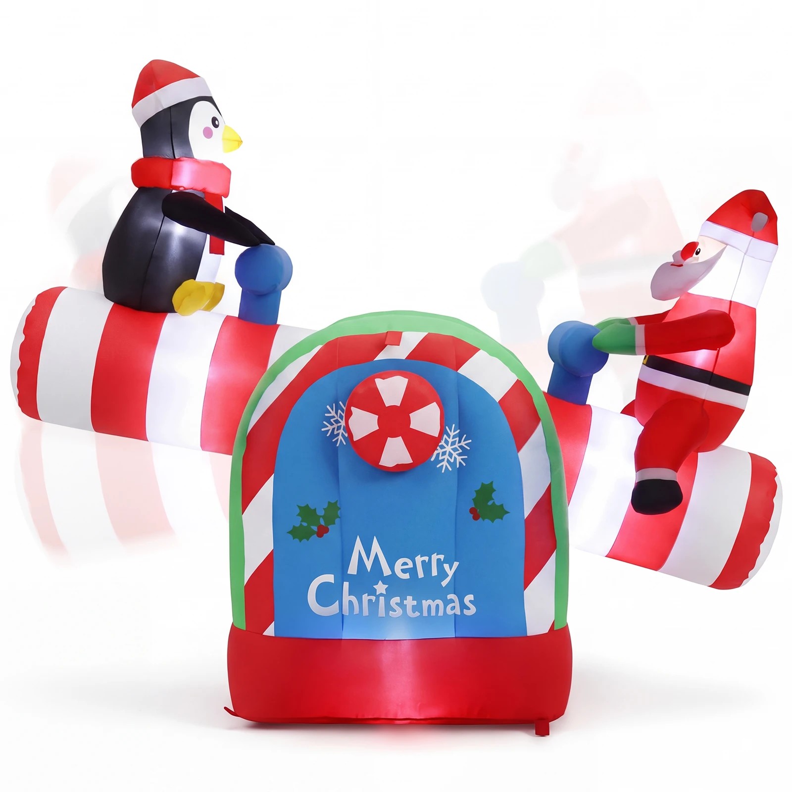 Costway 155cm Inflatable Christmas Santa Claus & Penguin Teeter Totter ...