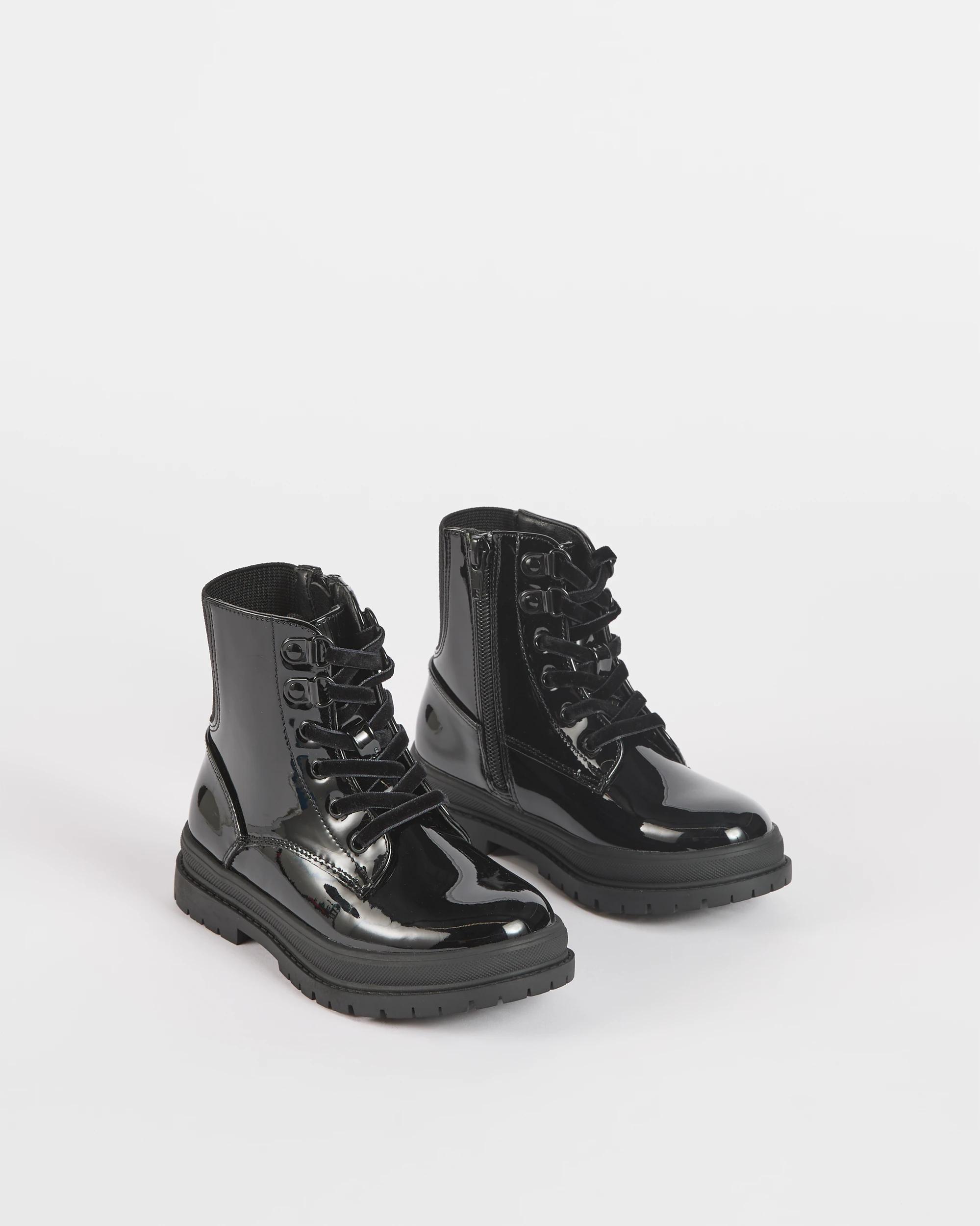 3 Target Kids Younger/Older Girls Lace Up Boots BLACK, 3 of 4
