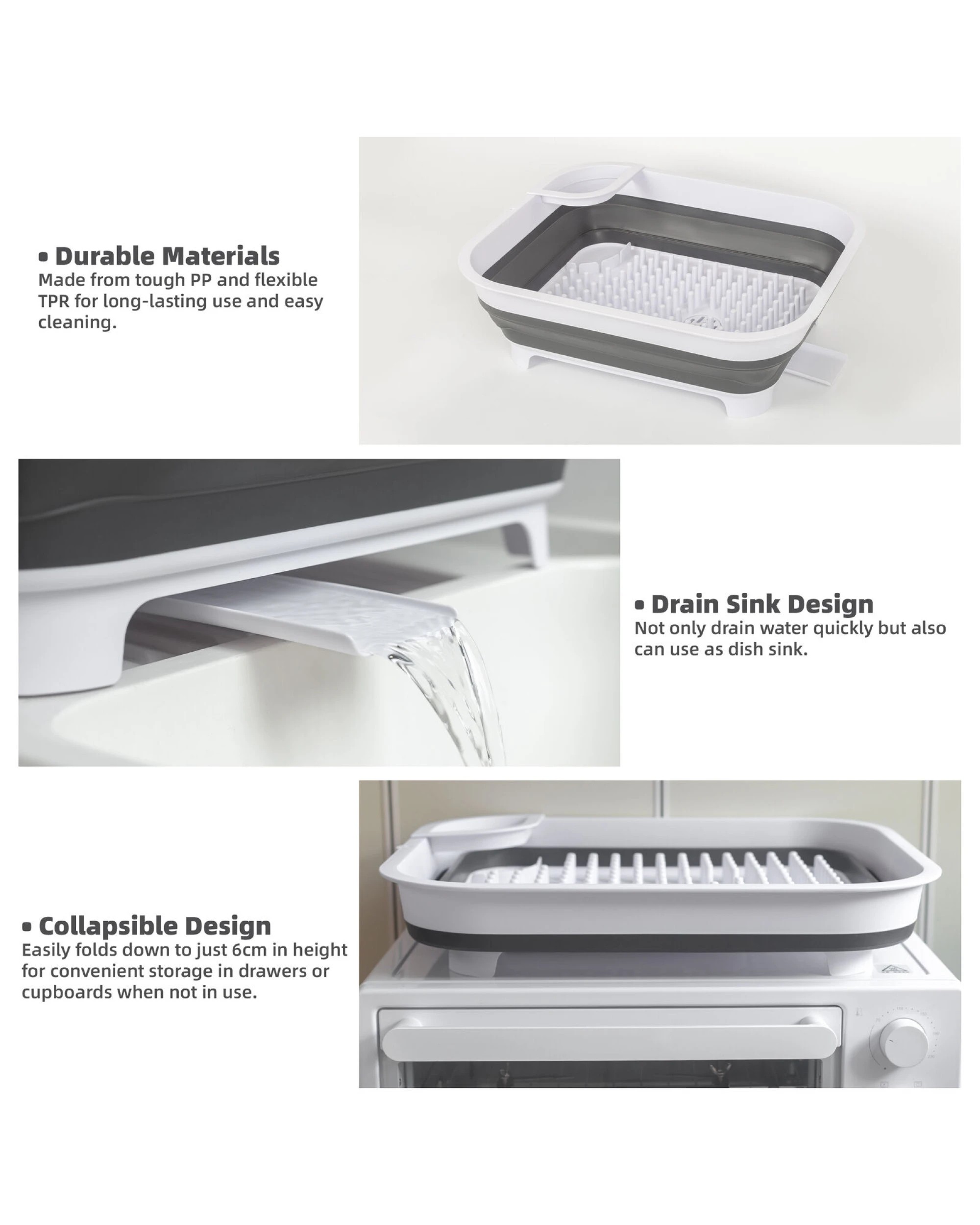 9 Hacienda Collapsible Dish Rack with Utensil Section Space-Saving Drying Rack for Compact Kitchens & Camping, 9 of 9