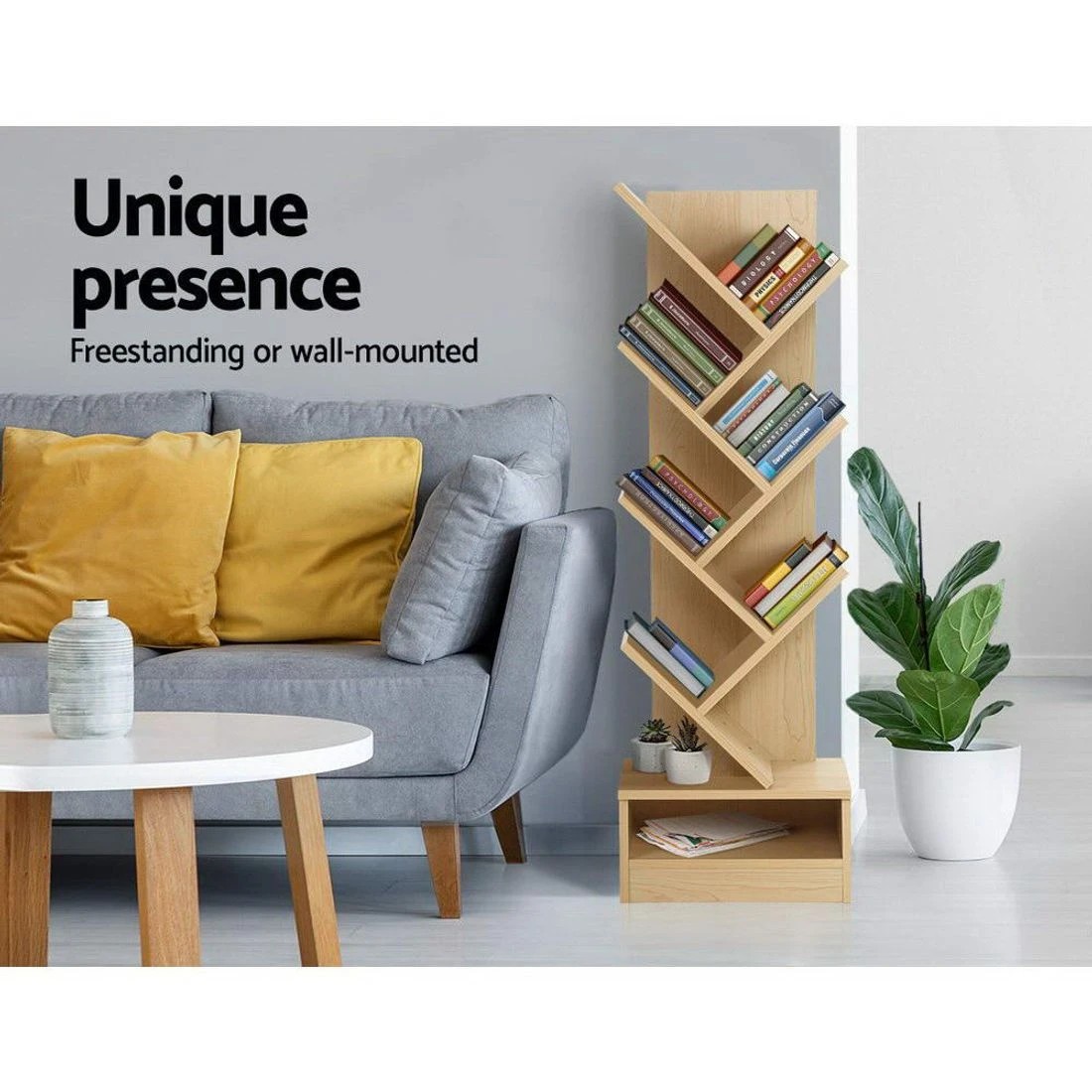 5 Artiss Tree Bookshelf 7 Tiers - Brown, 5 of 8