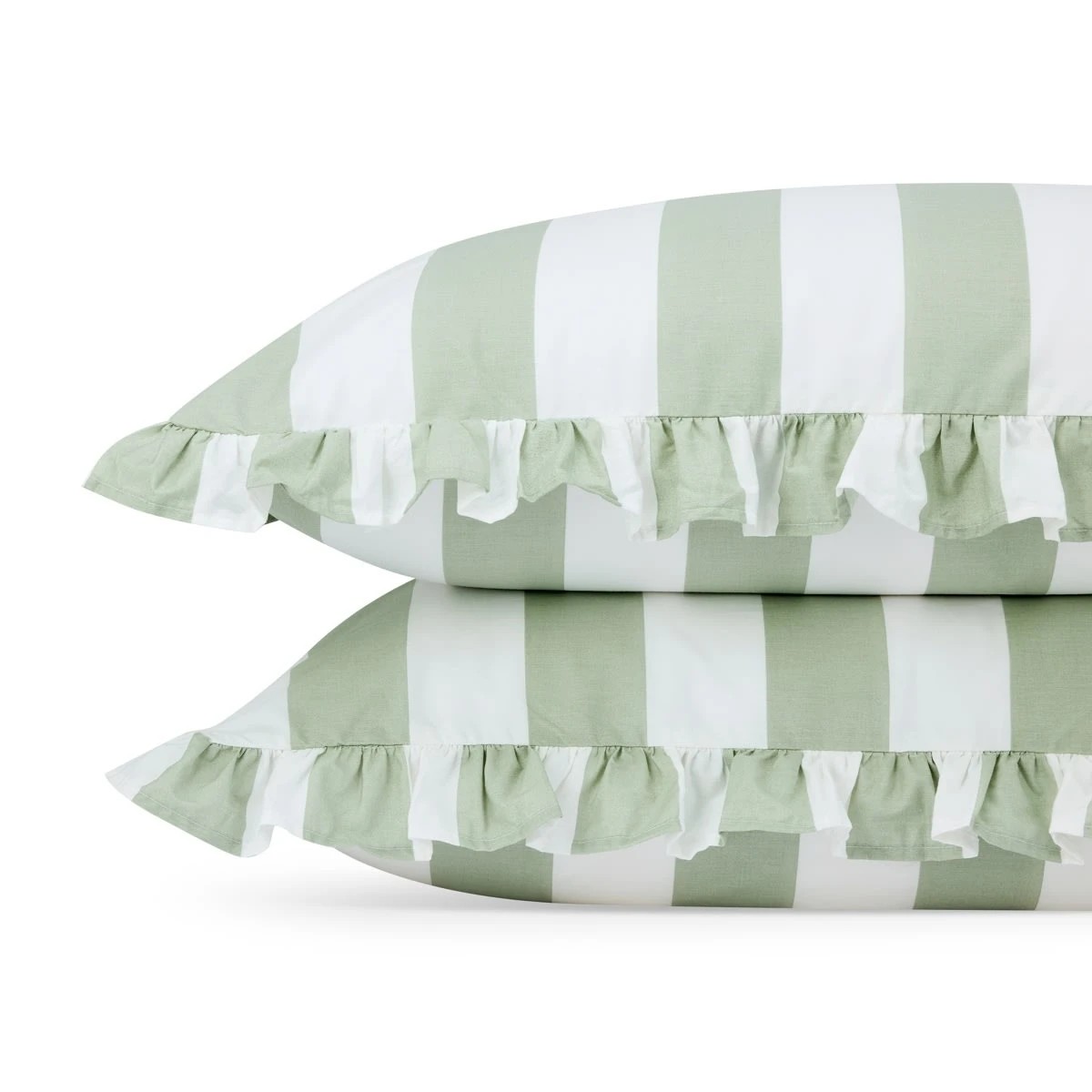 2 225 Thread Count Cotton Ruffle Sheet Set - Queen Bed, Sage, 2 of 6