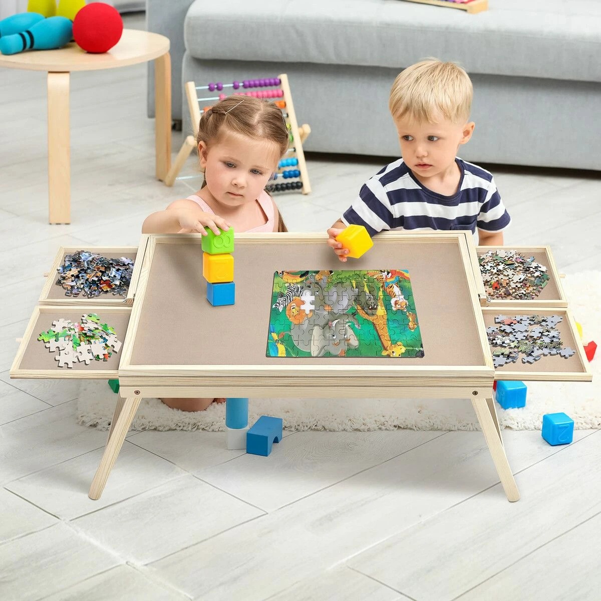 3 AUSWAY 1000pcs Jigsaw Puzzle Table Board Tray Wooden Games, 3 of 7