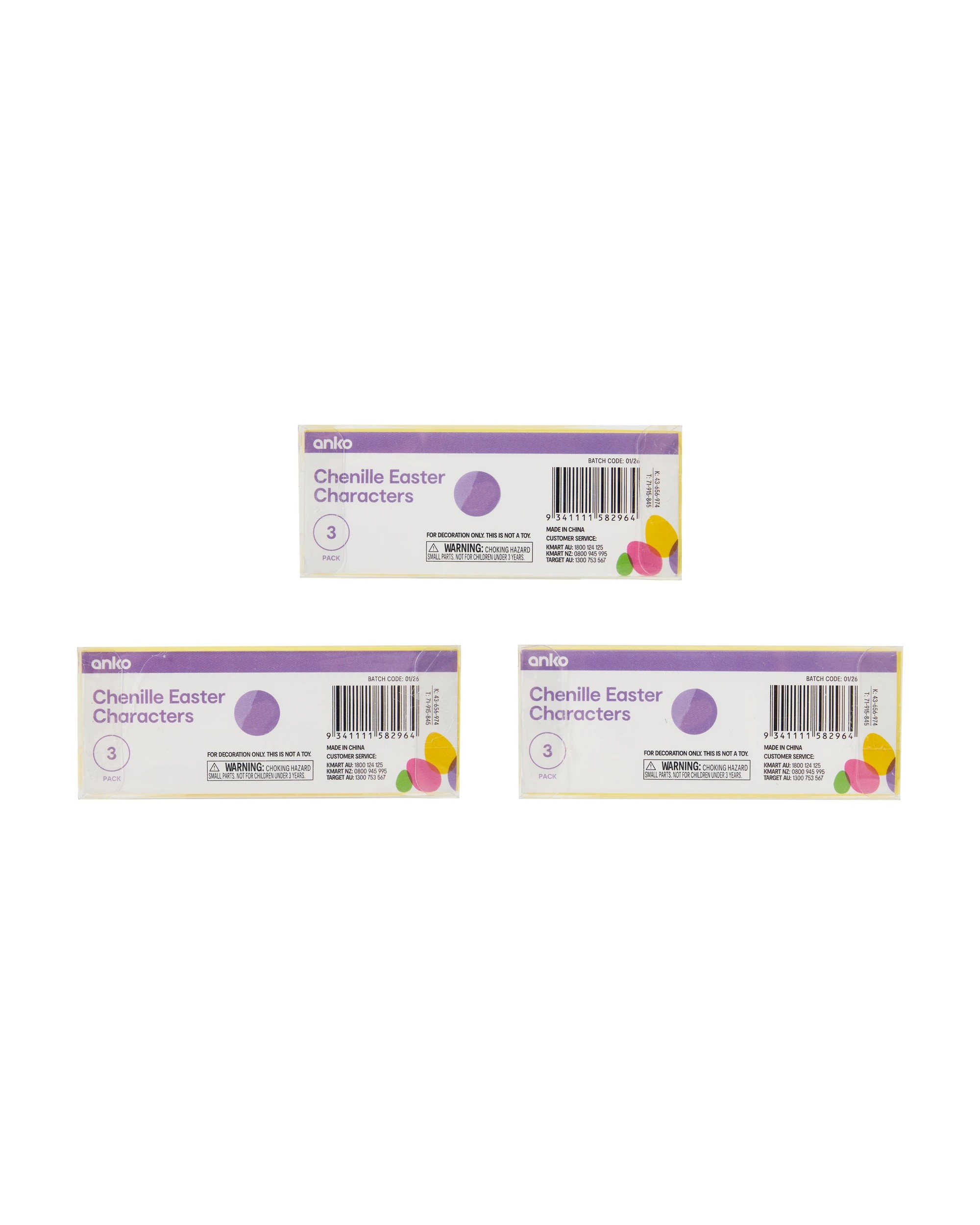 4 3 Pack Chenille Easter Characters - Assorted, 4 of 4