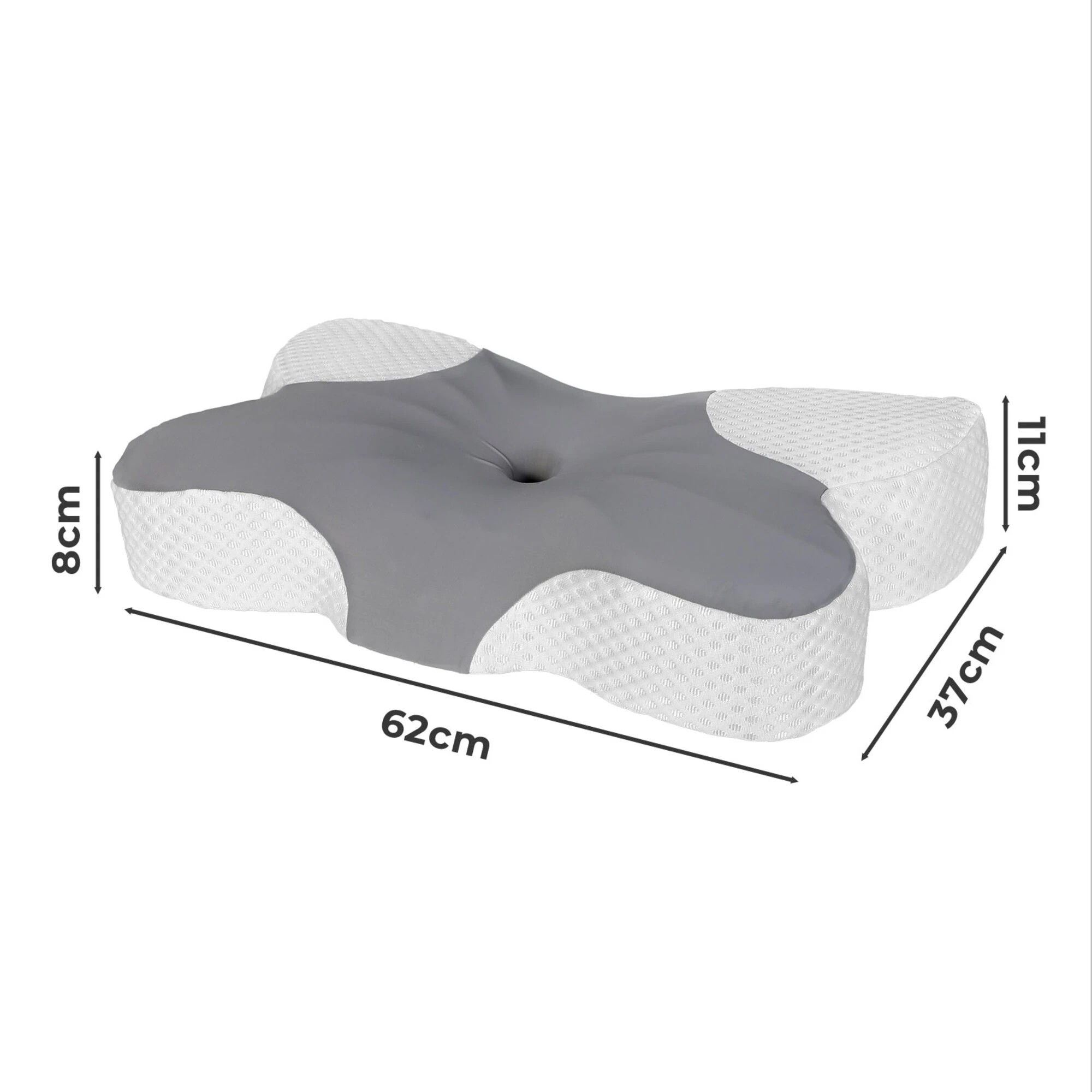3 DreamZ Memory Foam Pillow Butterfly Contour Neck Support Side Sleepers Grey, 3 of 8