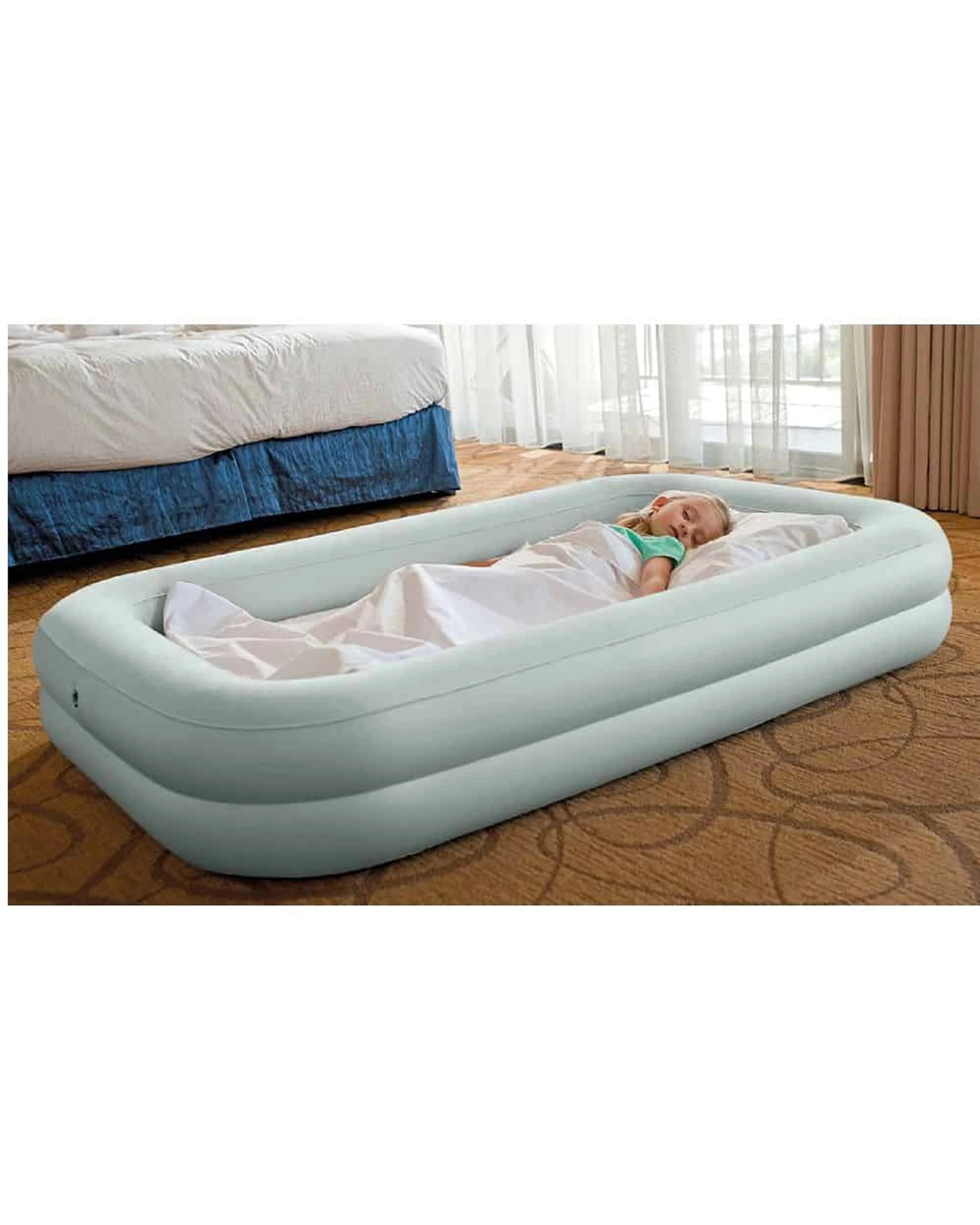 2 INTEX Kids Travel Bed Set Age 3-6 Years Includes Hand Pump And Bag - Single Bed - Grey, 2 of 3