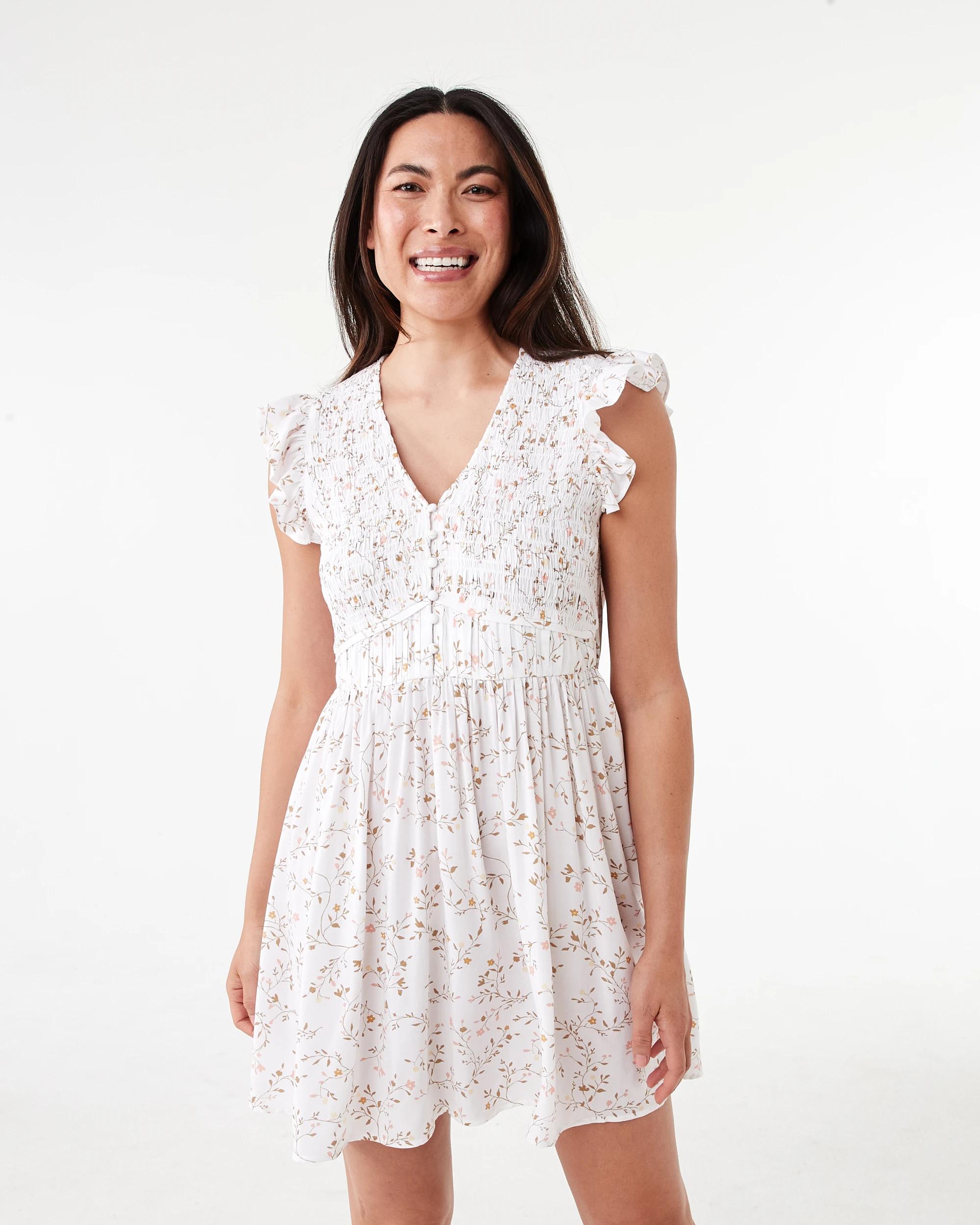 1 Short Frill Sleeve Button Mini Dress Trail Dty, 1 of 9