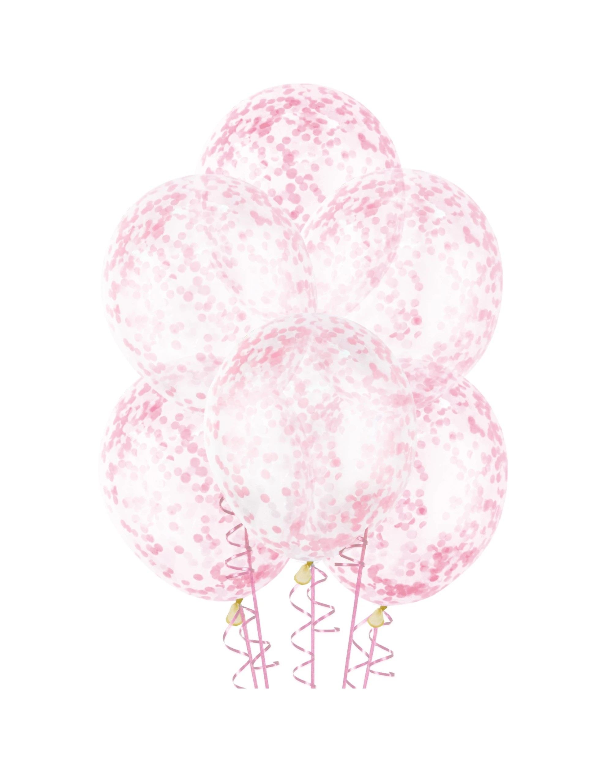 1 Unique Light Pink Pre-filled Confetti Balloons Pack of 6 - Light Pink, 1 of 2