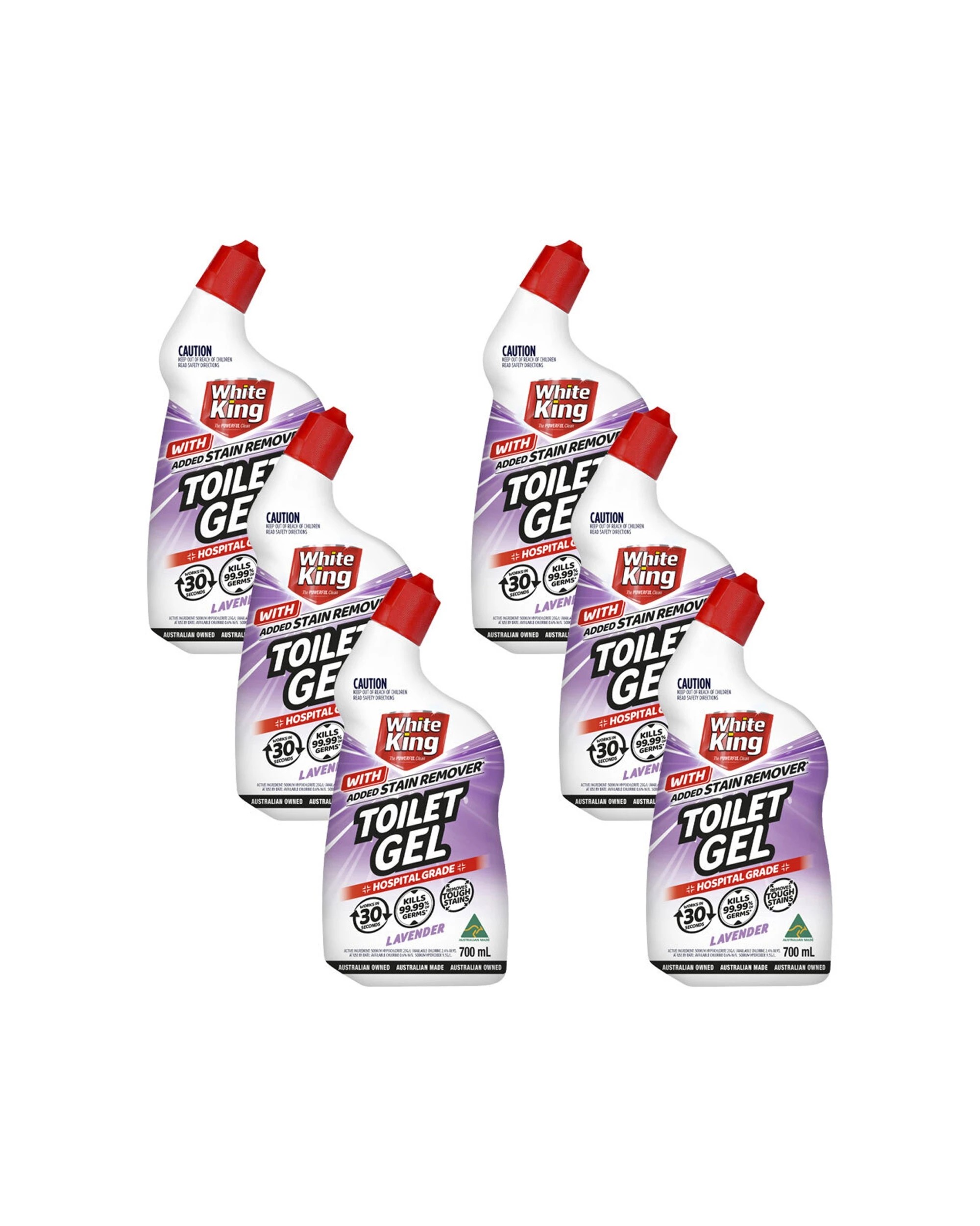 1 White King 6PK Bathroom Toilet Gel Cleaner 700ml Lavender Scent - Multi, 1 of 3