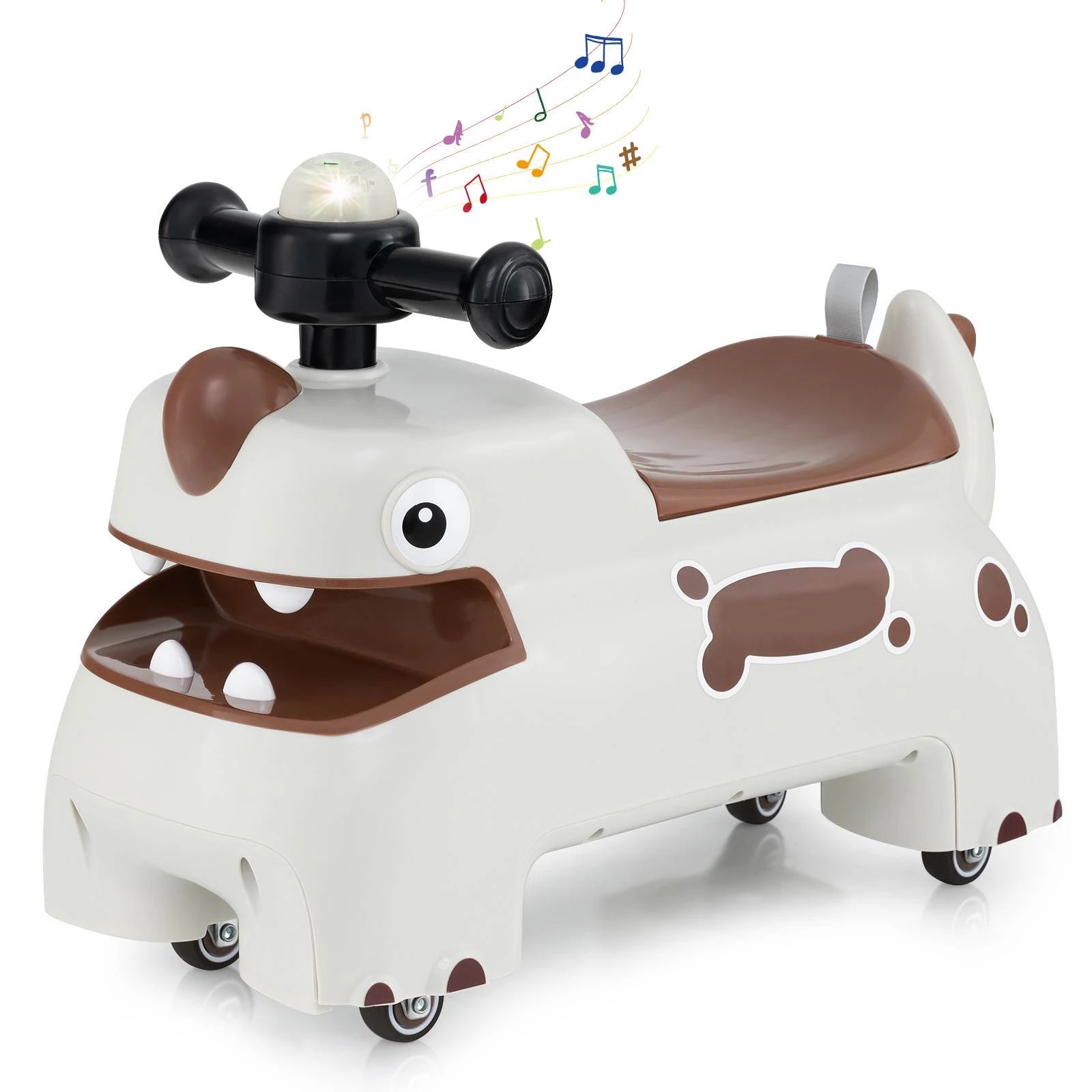 1 Costway Walking Sliding Car Foot to Floor Ride on Toy - White, 1 of 1