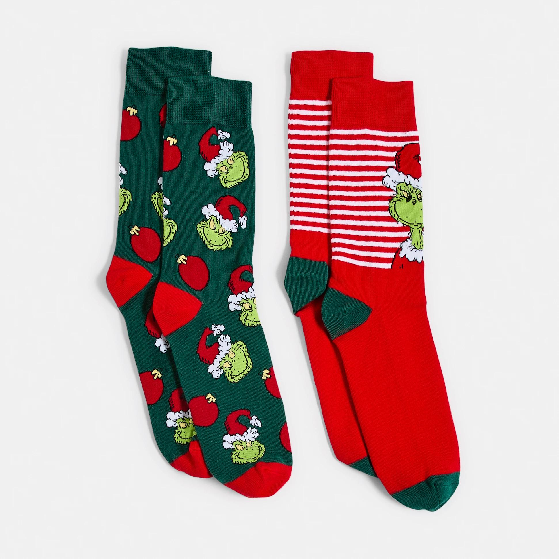 1 2 Pack The Grinch License Crew Socks. 2PK GRINCH, 1 of 3