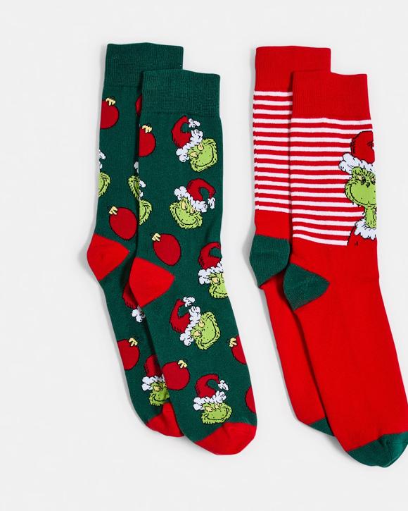 2 Pack The Grinch License Crew Socks.