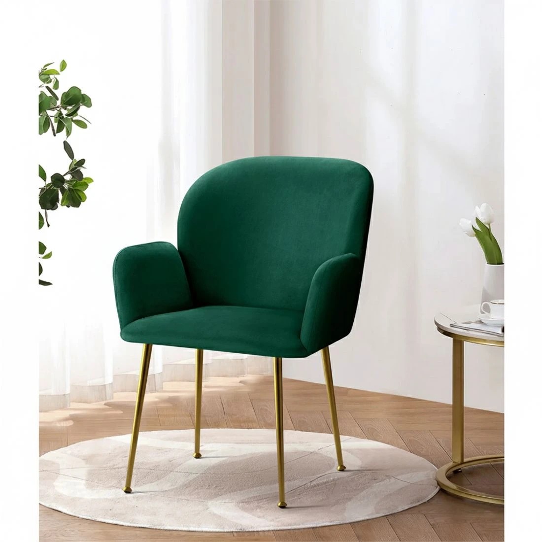 4 Artiss Dining Chairs Set of 2 Velvet Armchair - Green, 4 of 5