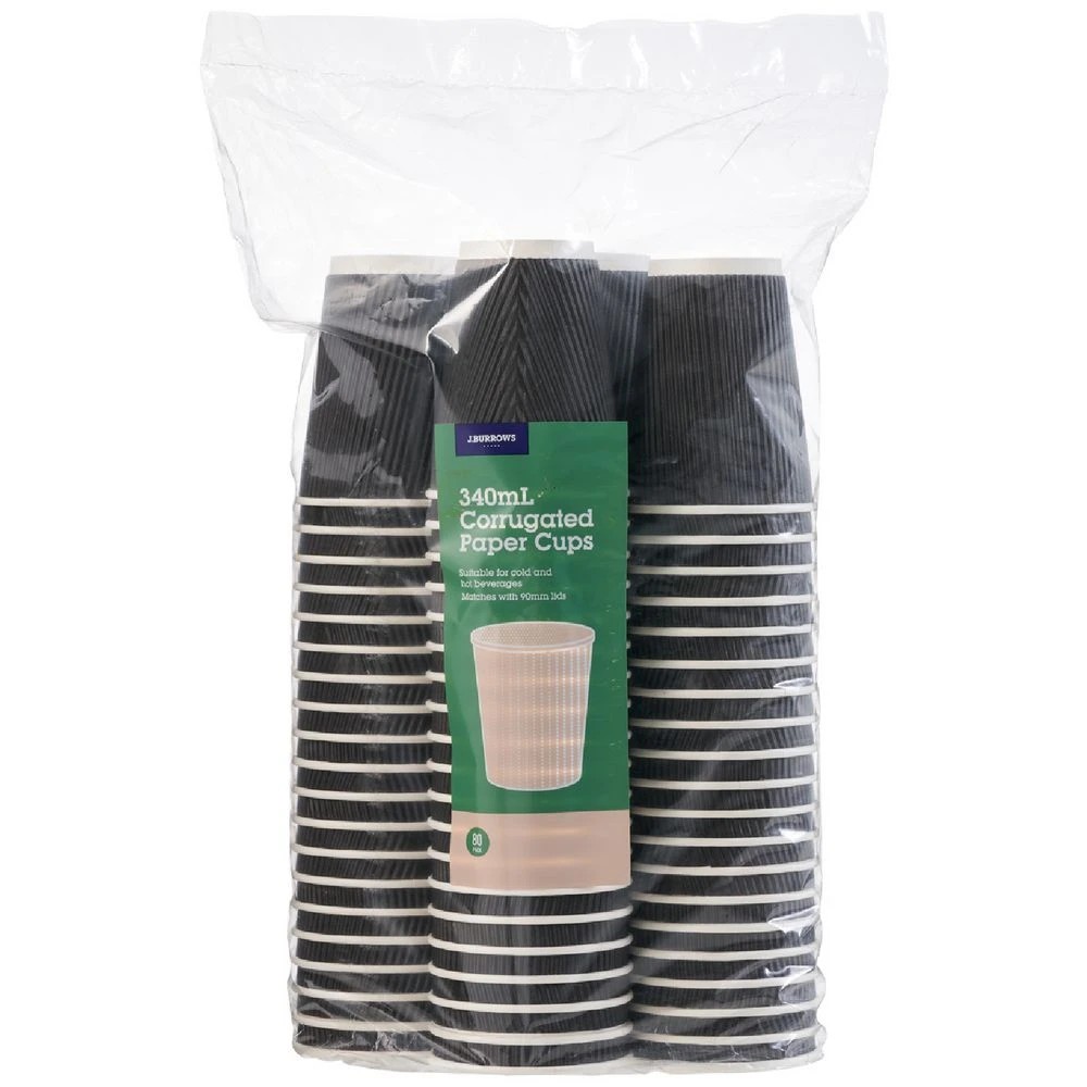 1 J.Burrows Corrugated Paper Cup 340mL Black, 1 of 4