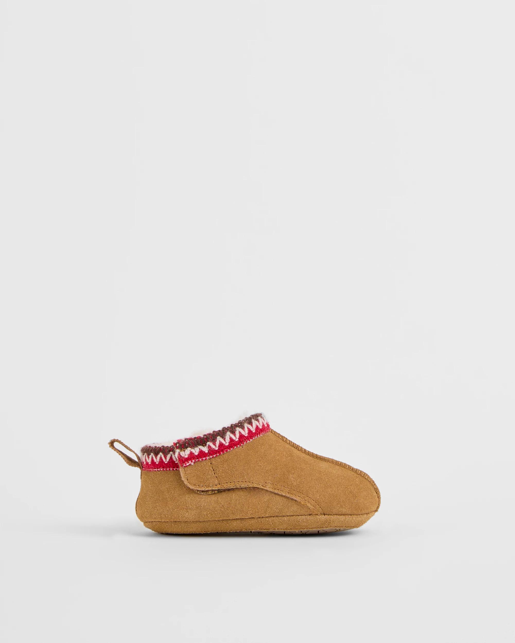 1 Australian Design Ugg Boots and Slippers Baby Australian Design First Walker Suede Leather Slippers CHESTNUT, 1 of 3
