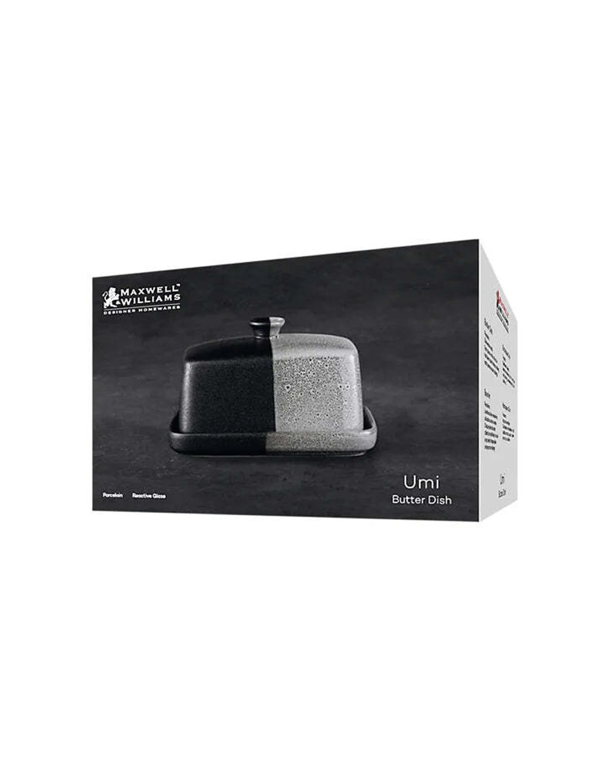 4 Maxwell & Williams Caviar Umi Butter Dish Porcelain Durable Sleek Finish - Black, 4 of 4