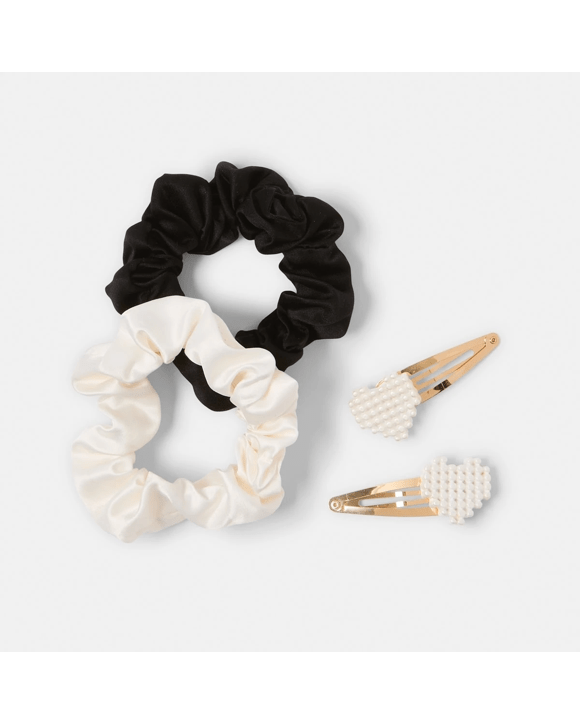 4 Pack Faux Pearl Set - White, Black and Gold Tone