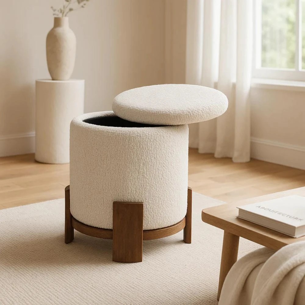 3 La Grace Home Barrel Storage Pouf - Brown, 3 of 5