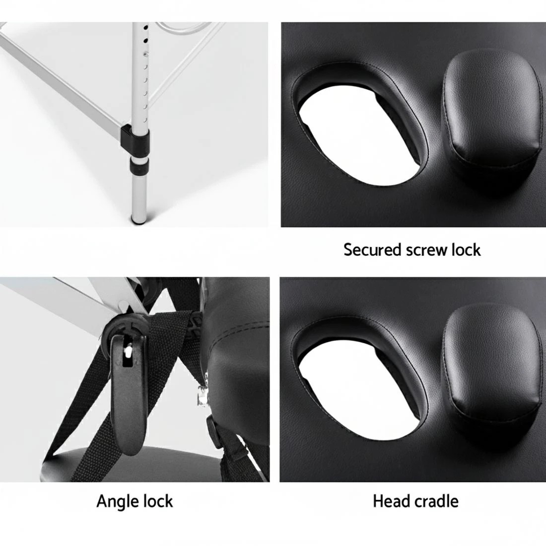 5 Zenses Massage Table 75cm Portable 2 Fold Aluminium Beauty Bed - Black, 5 of 8