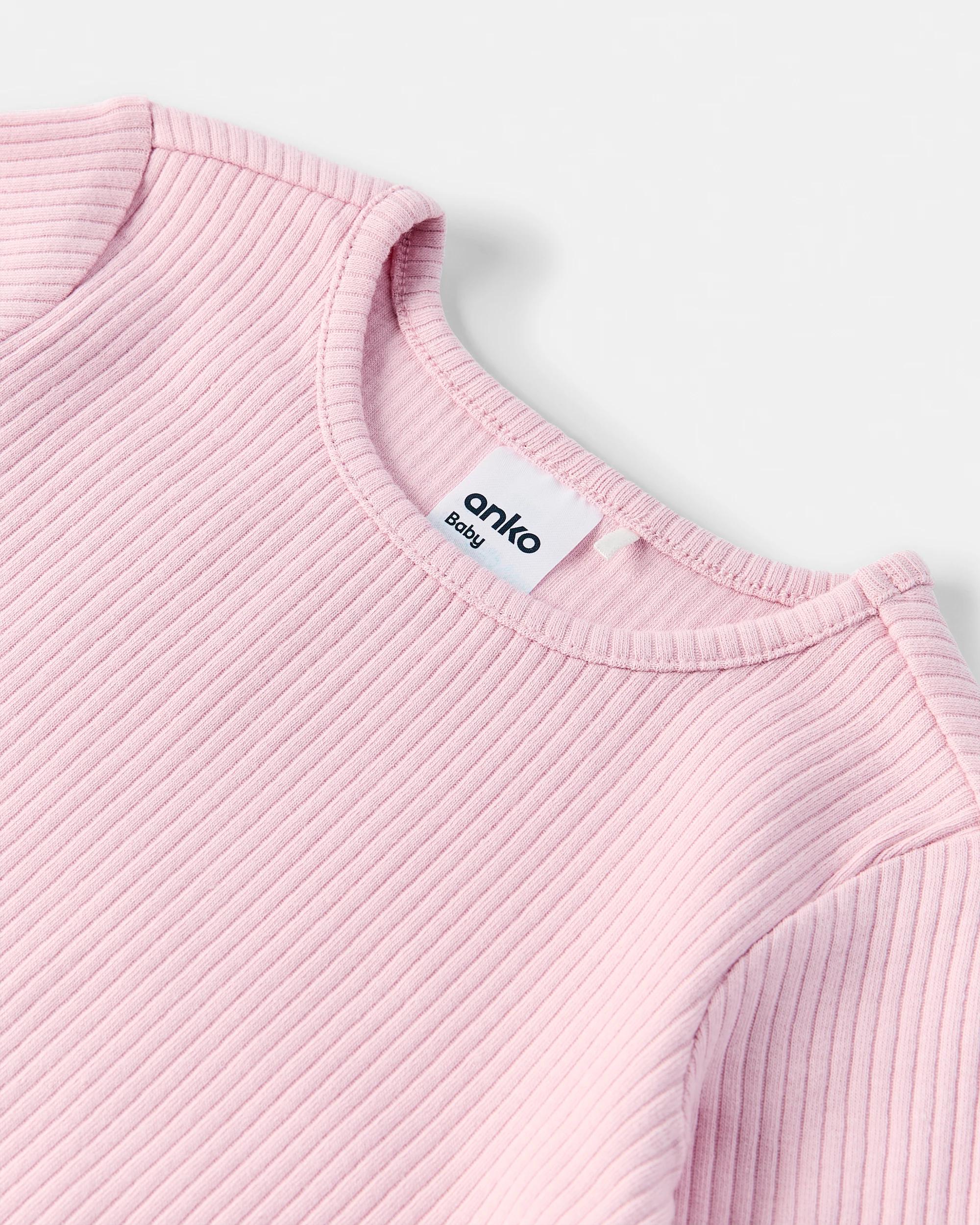 7 3 Pack Cotton Long Sleeve Ribbed T-shirt Pnk Strp, 7 of 8