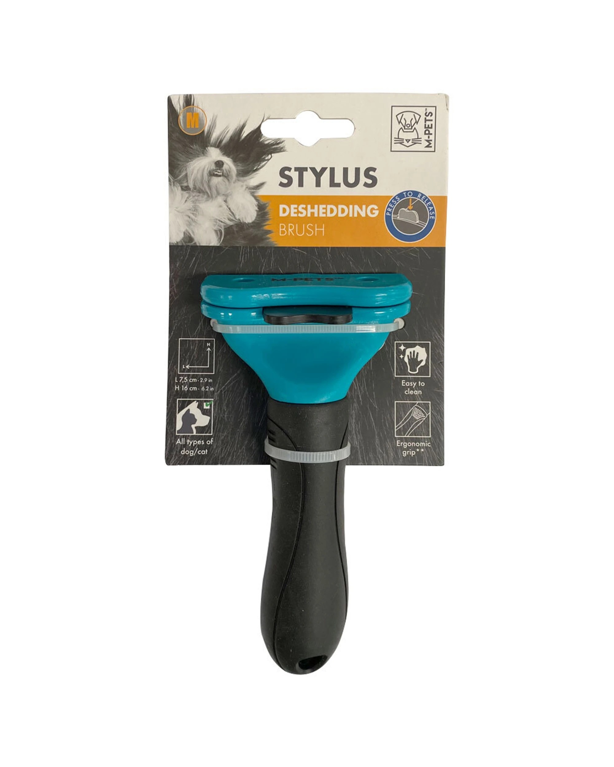 2 M-pets 16cm Stylus Dog/cat Pet Deshedding Brush/animal Grooming Rake Comb Medium
 - Blue, 2 of 3