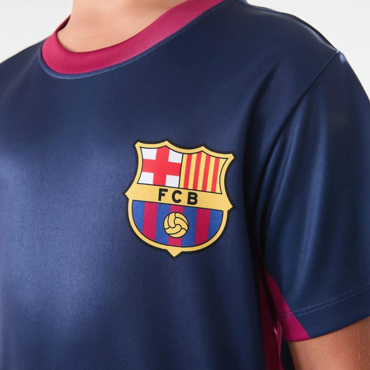 4 Official Youth Barcelona Panel Jersey T-shirt Navy, 4 of 7