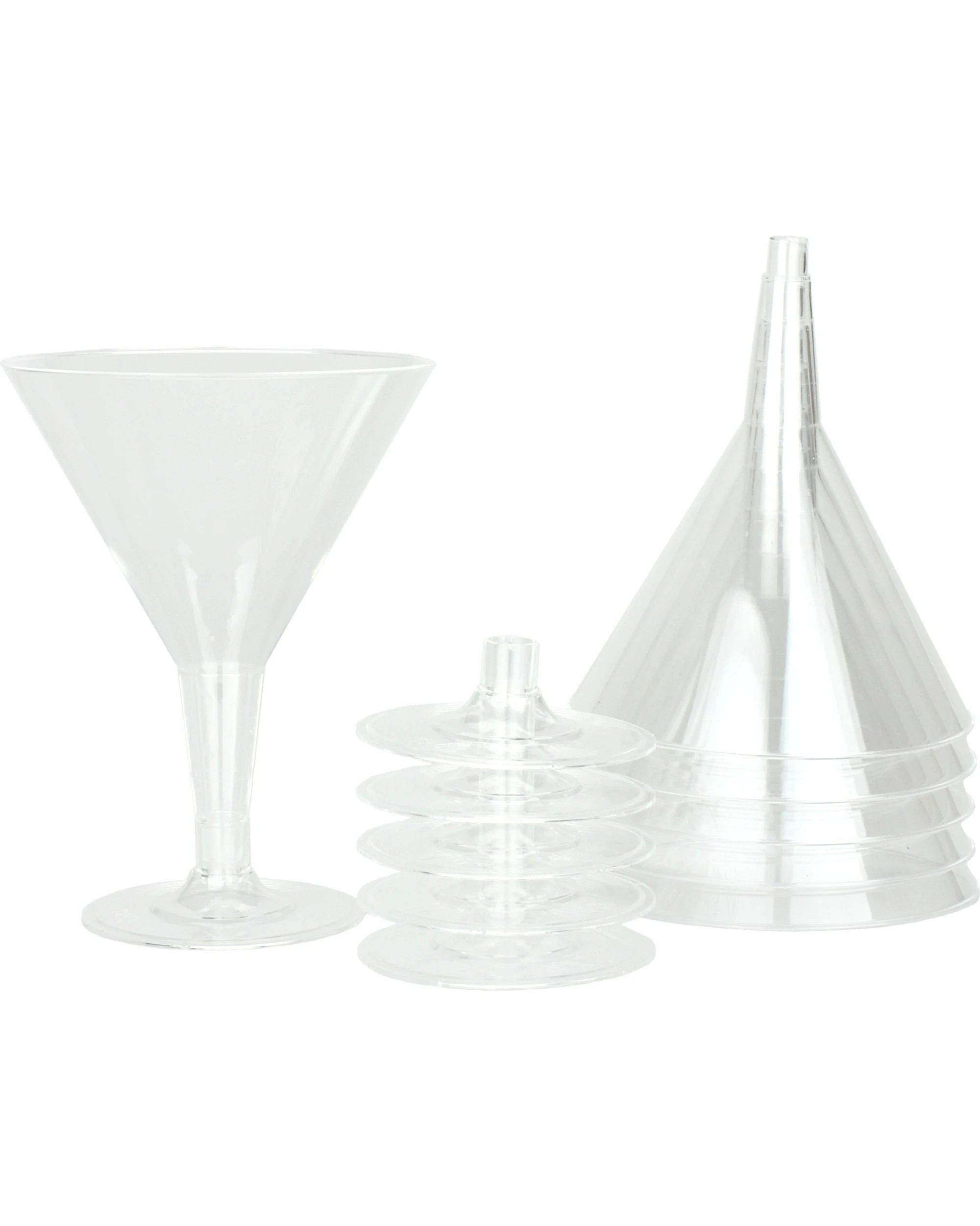 1 Partyware Clear Plastic Reusable Martini Glasses 210ml Pack of 6, 1 of 2