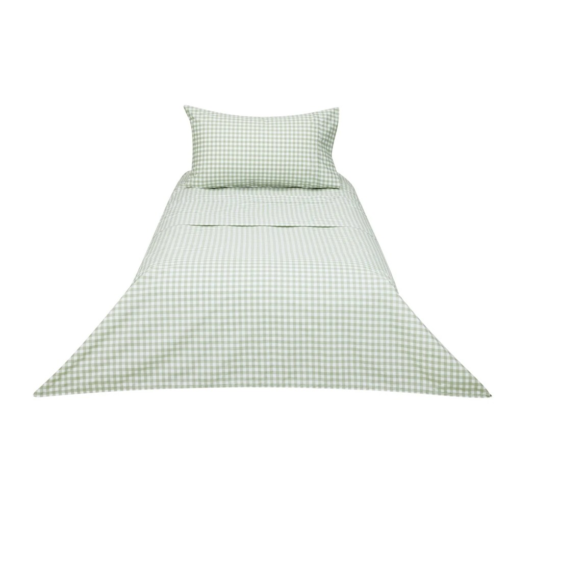 6 250 Thread Count Gingham Cotton Sheet Set - Single Bed, Sage, 6 of 7