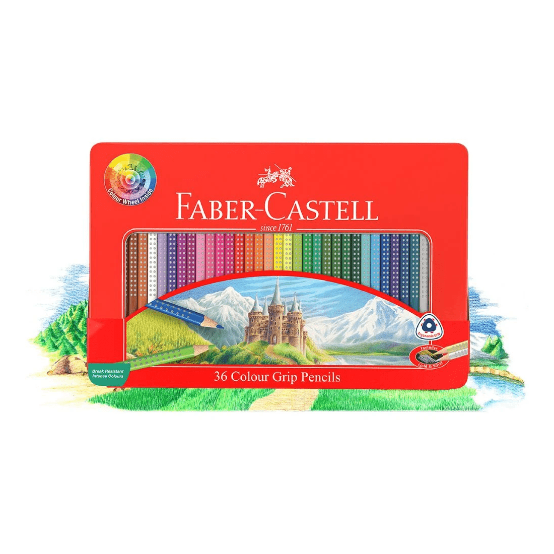 7 Faber-Castell Colour Grip Triangular Pencils Tin 36 Pack, 7 of 7