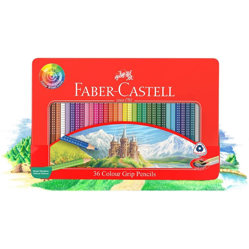 7 Faber-Castell Colour Grip Triangular Pencils Tin 36 Pack, 7 of 7