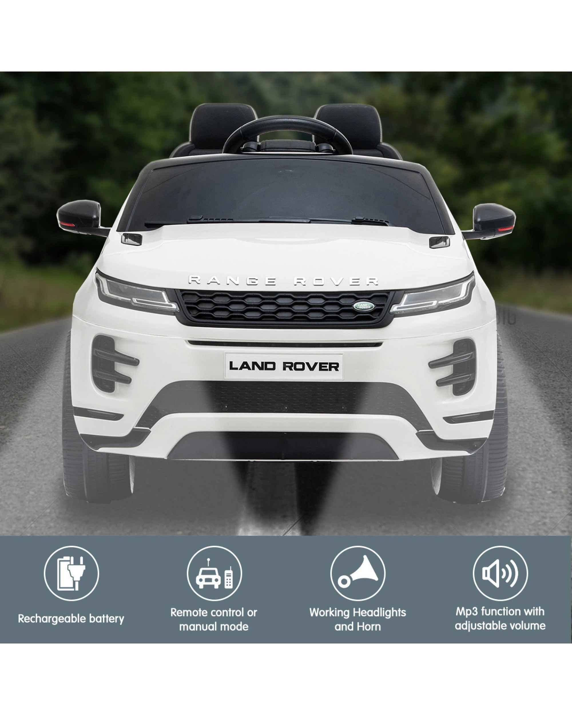 10 Kahuna Land Rover Licensed Kids Electric Ride On Car Remote Control - White, 10 of 10