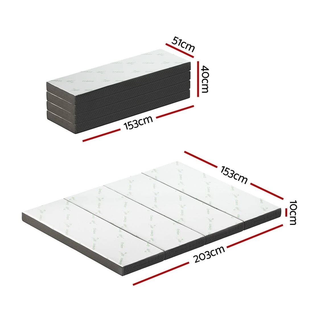 2 Giselle Bedding Foldable Mattress Folding Foam Queen Bamboo - Queen Bed - Black, 2 of 7