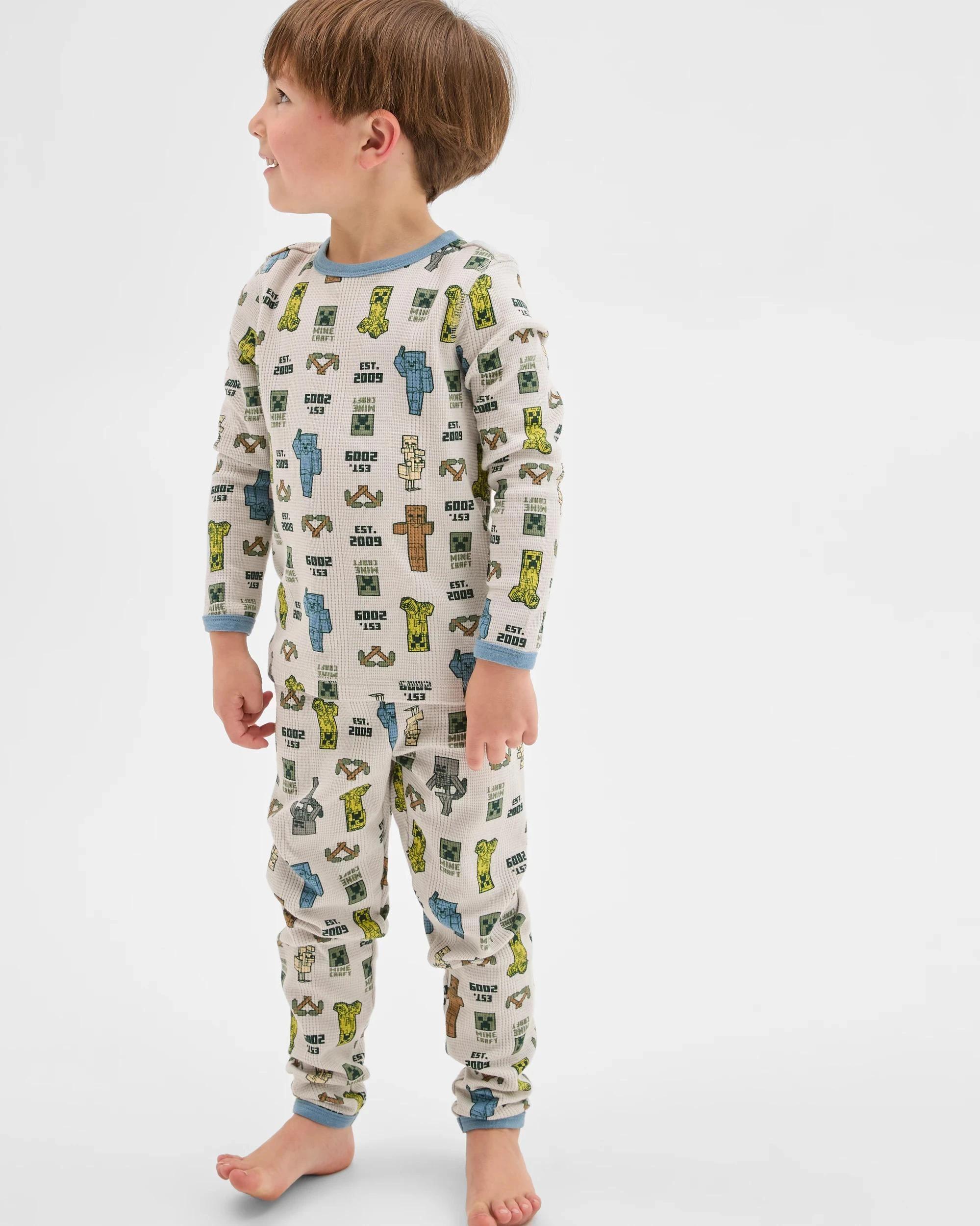 3 Minecraft Australian Cotton Younger Boys Waffle Pyjama Set MINECRAFT, 3 of 7