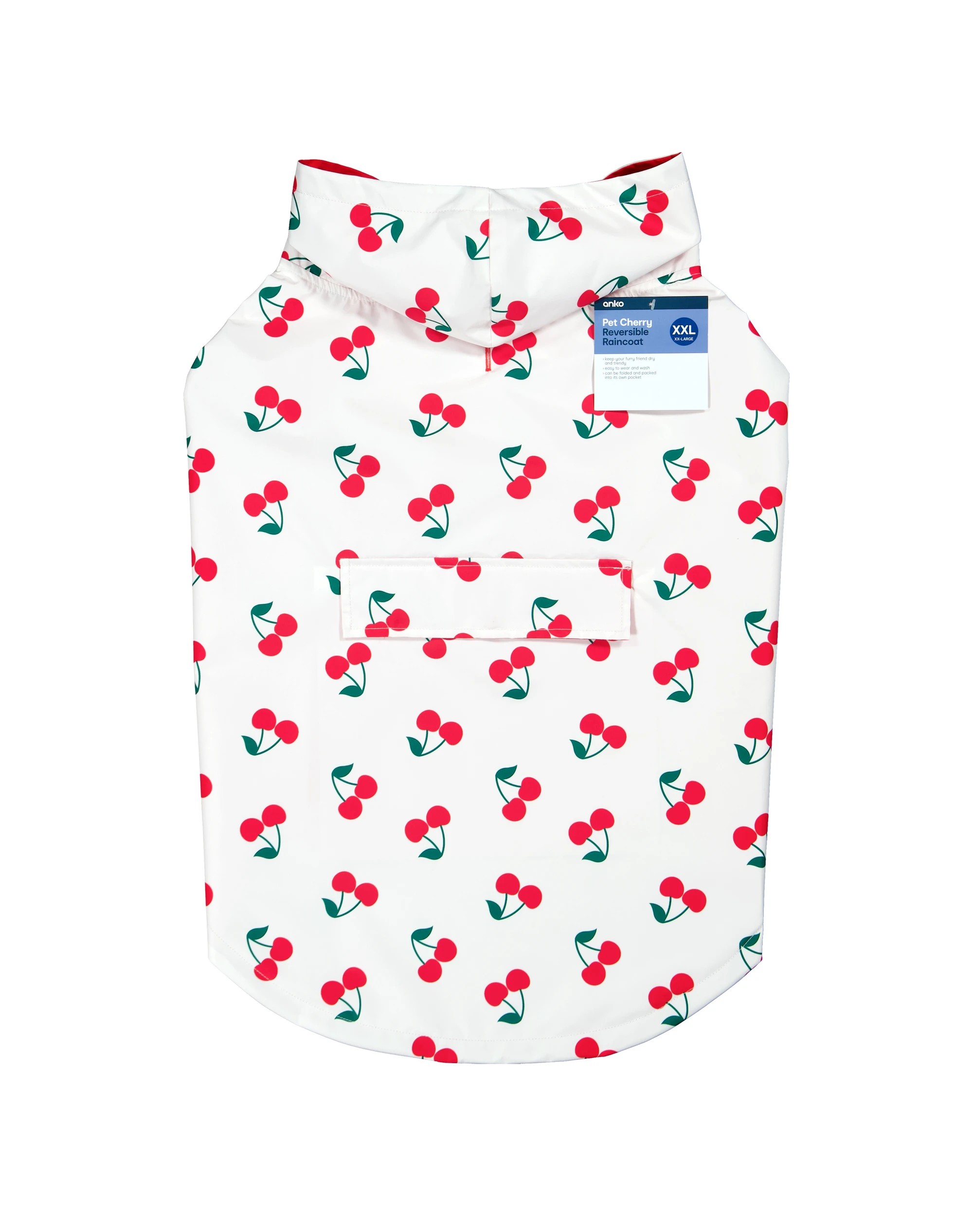 10 Pet Reversible Cherry Raincoat - Extra Extra Large, 10 of 10