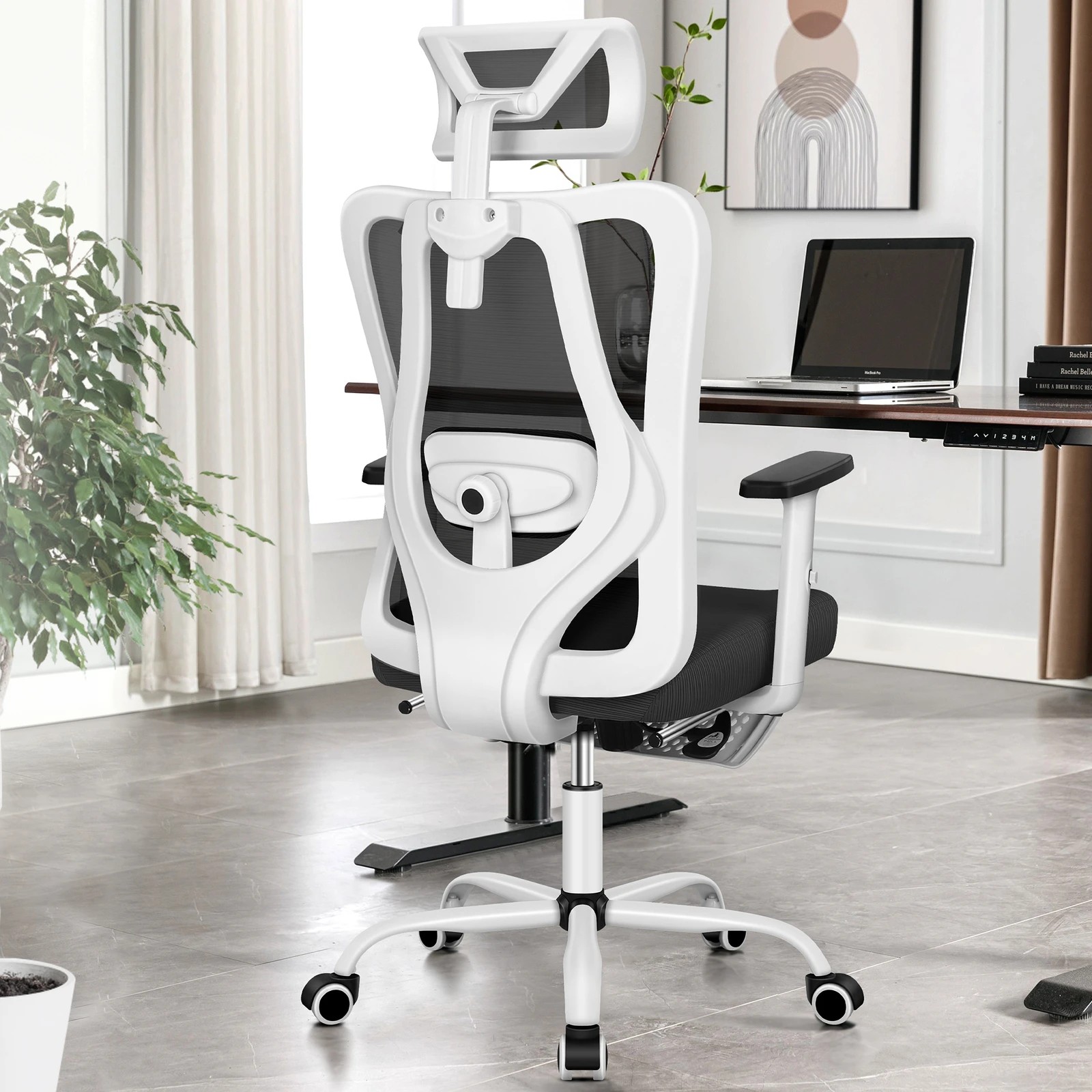 5 Alfordson Office Chair Mesh Ergonomic Executive Seat Work Computer Gaming - Black White, 5 of 10