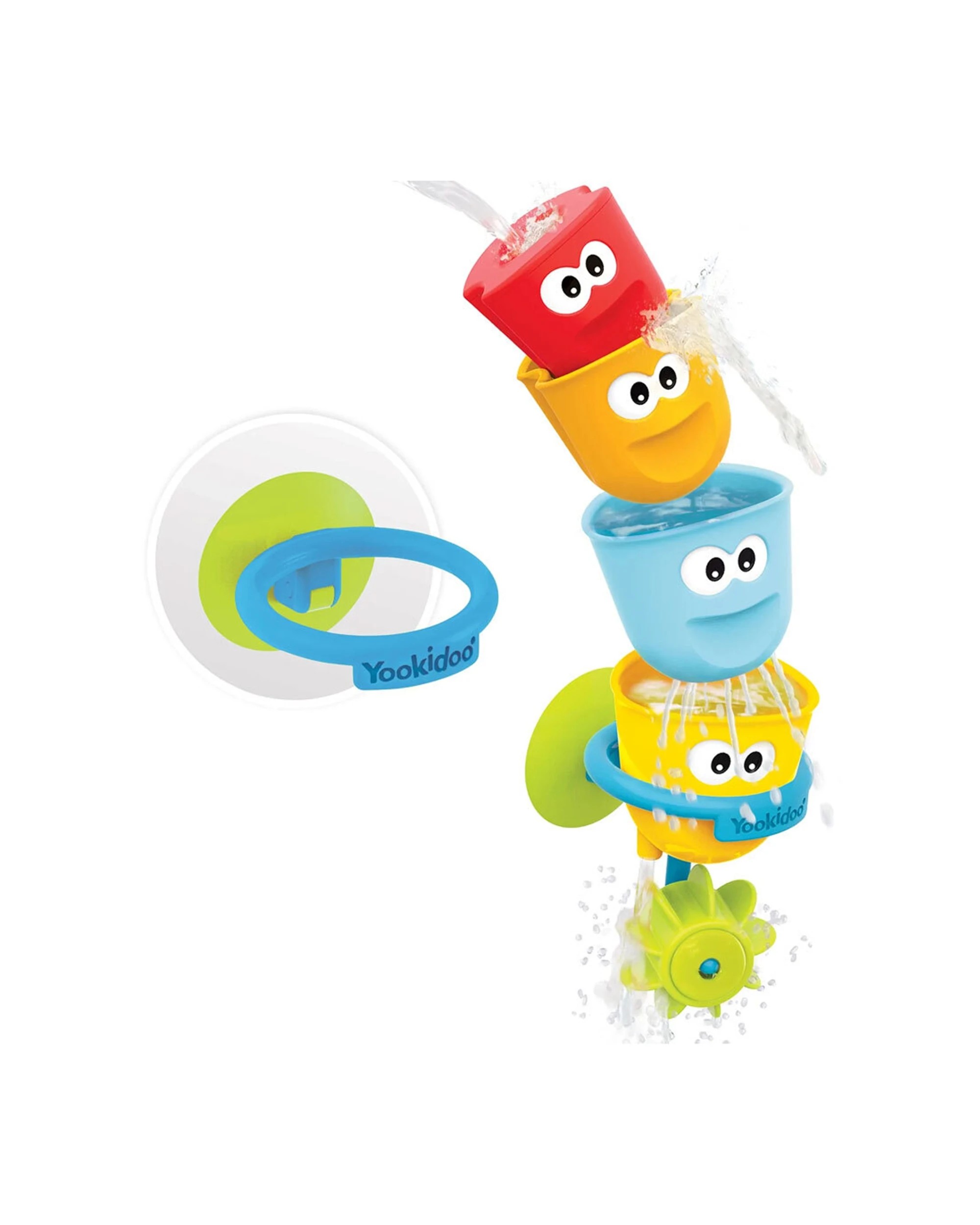 1 Yookidoo Fill N Spill Action Cups Baby Bath Toy 8m-36m Suction Cup Holder - Multi, 1 of 4