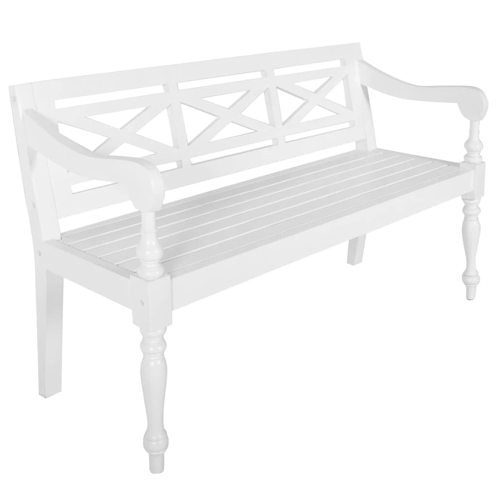 1 Vidaxl Batavia Bench Solid Mahogany Wood - White, 1 of 6