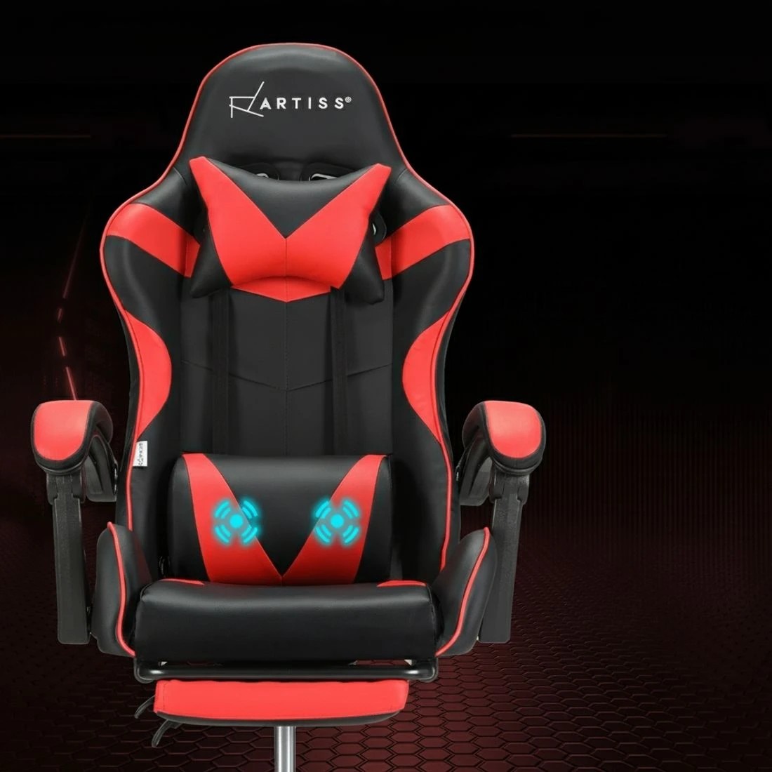 4 Artiss 2 Point Massage Gaming Office Chair Footrest - Multi, 4 of 6