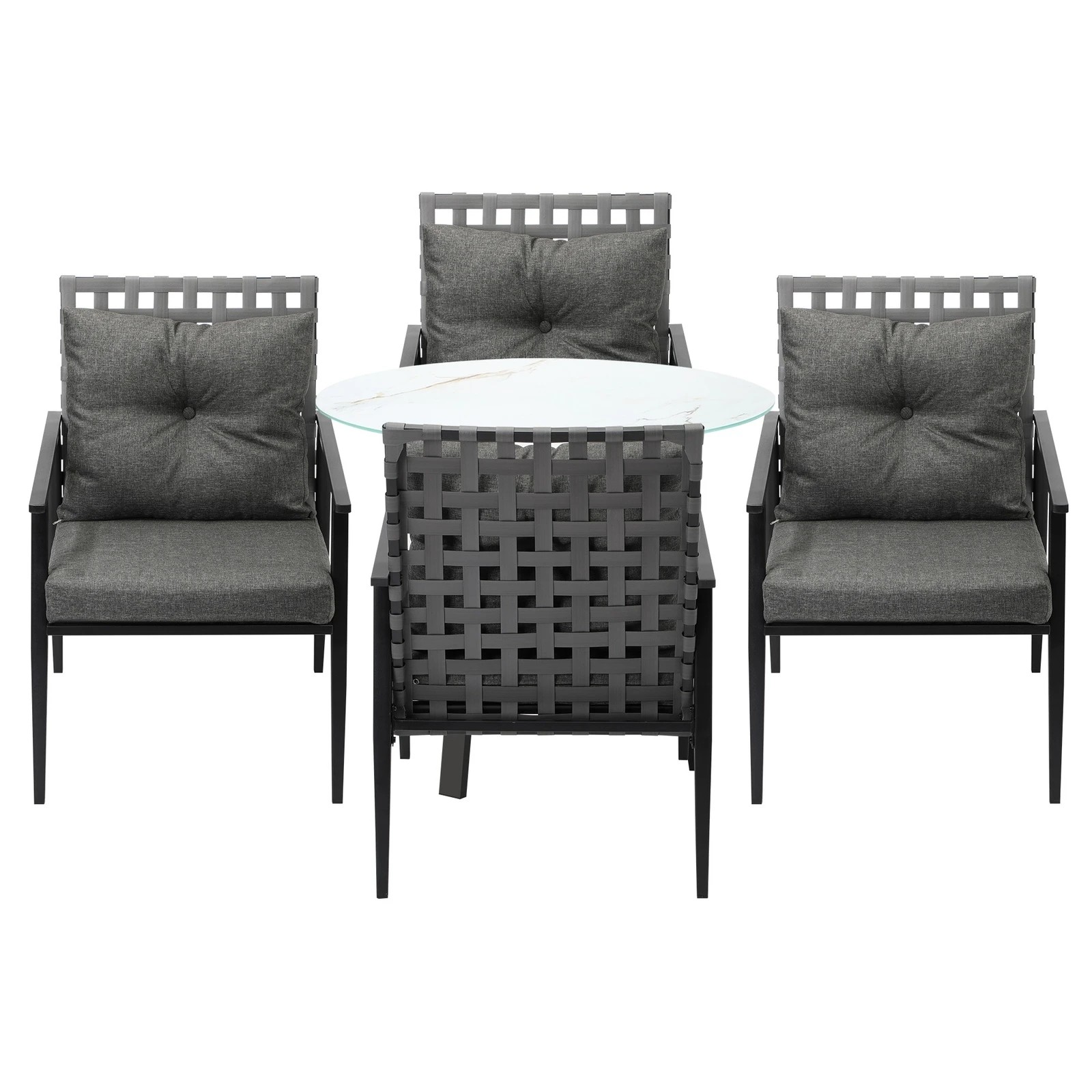 7 Livsip Outdoor Dining Set 4 Seater Patio Furniture Rattan Armchair Glass Table - Multi, 7 of 9