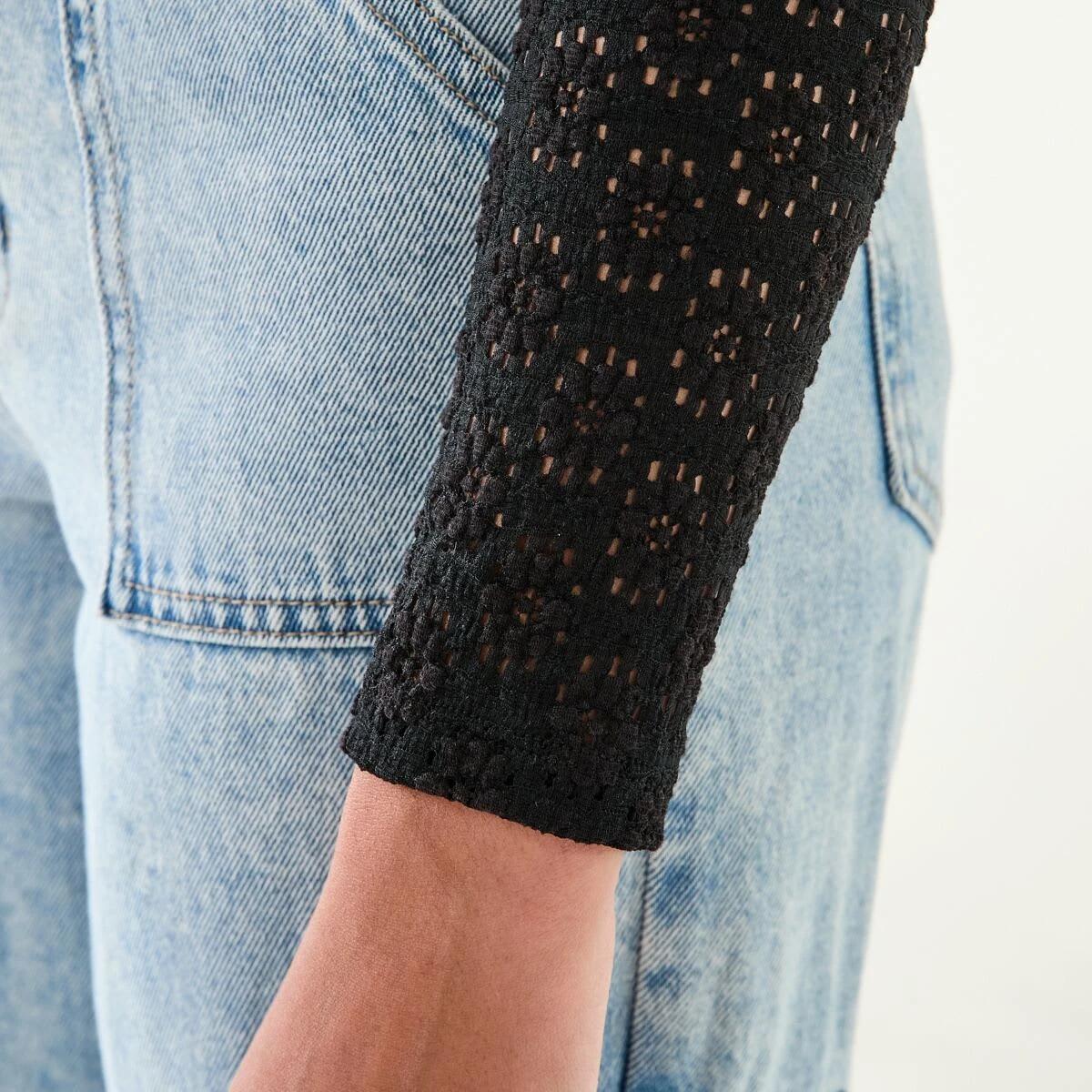 5 Long Sleeve Lace Top Black, 5 of 9